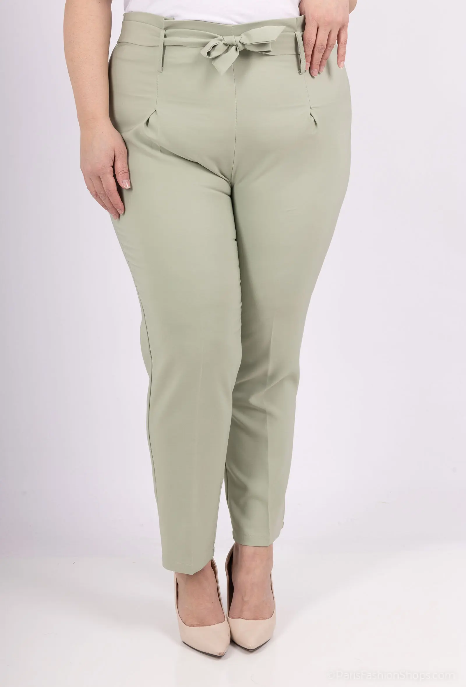 Pantalon tailleur grande tailleA3305GT–taille haute ceinture