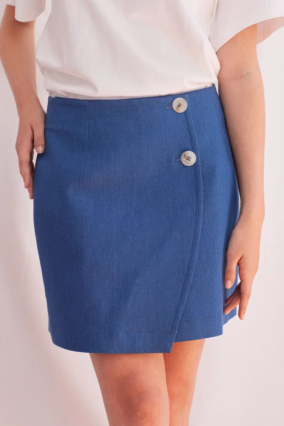 Jupe portefeuille taille haute made in France