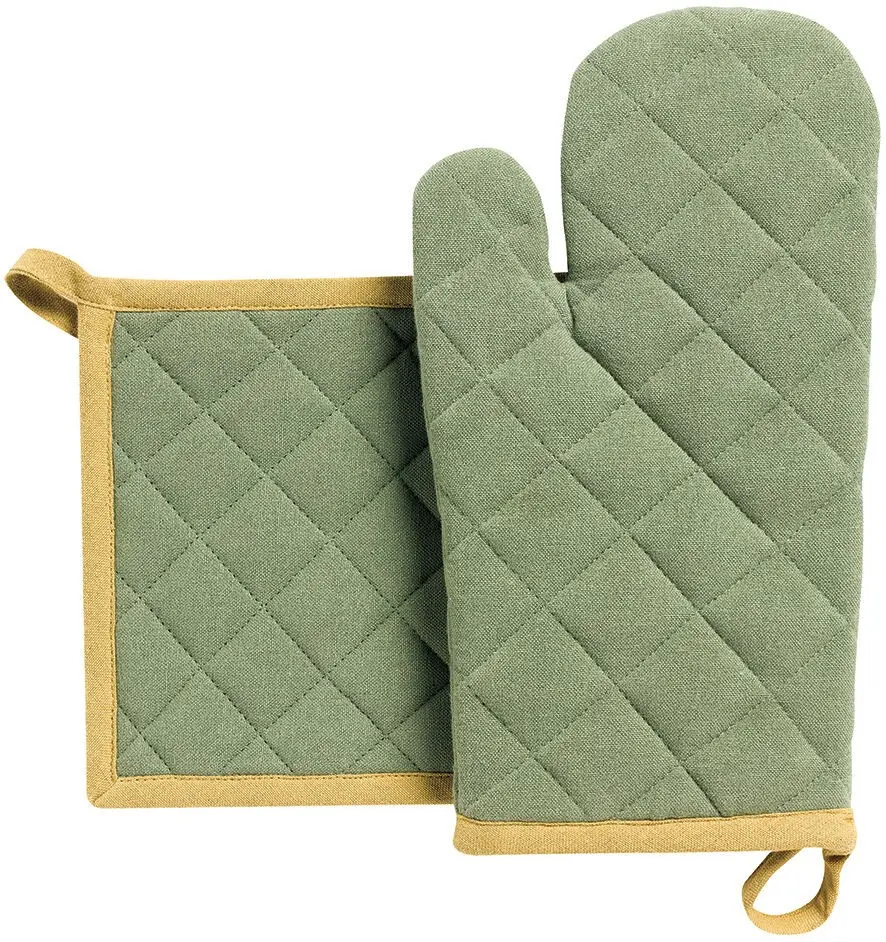 Grace Matcha Recycled Oven Mitt/Potholder Set 15 x 32