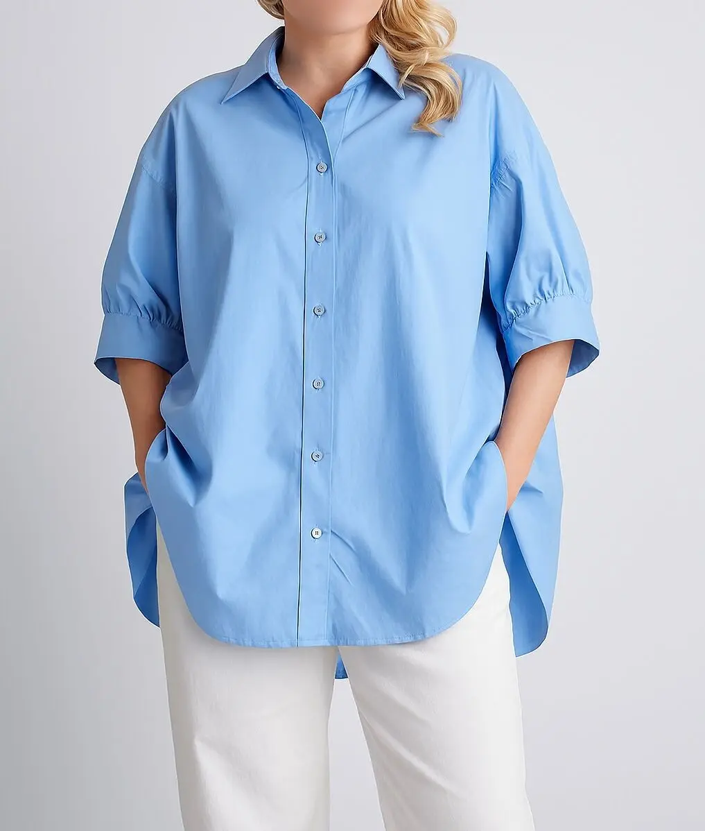 Chemise femme oversize A951 – Élégance décontractée, en 100% coton