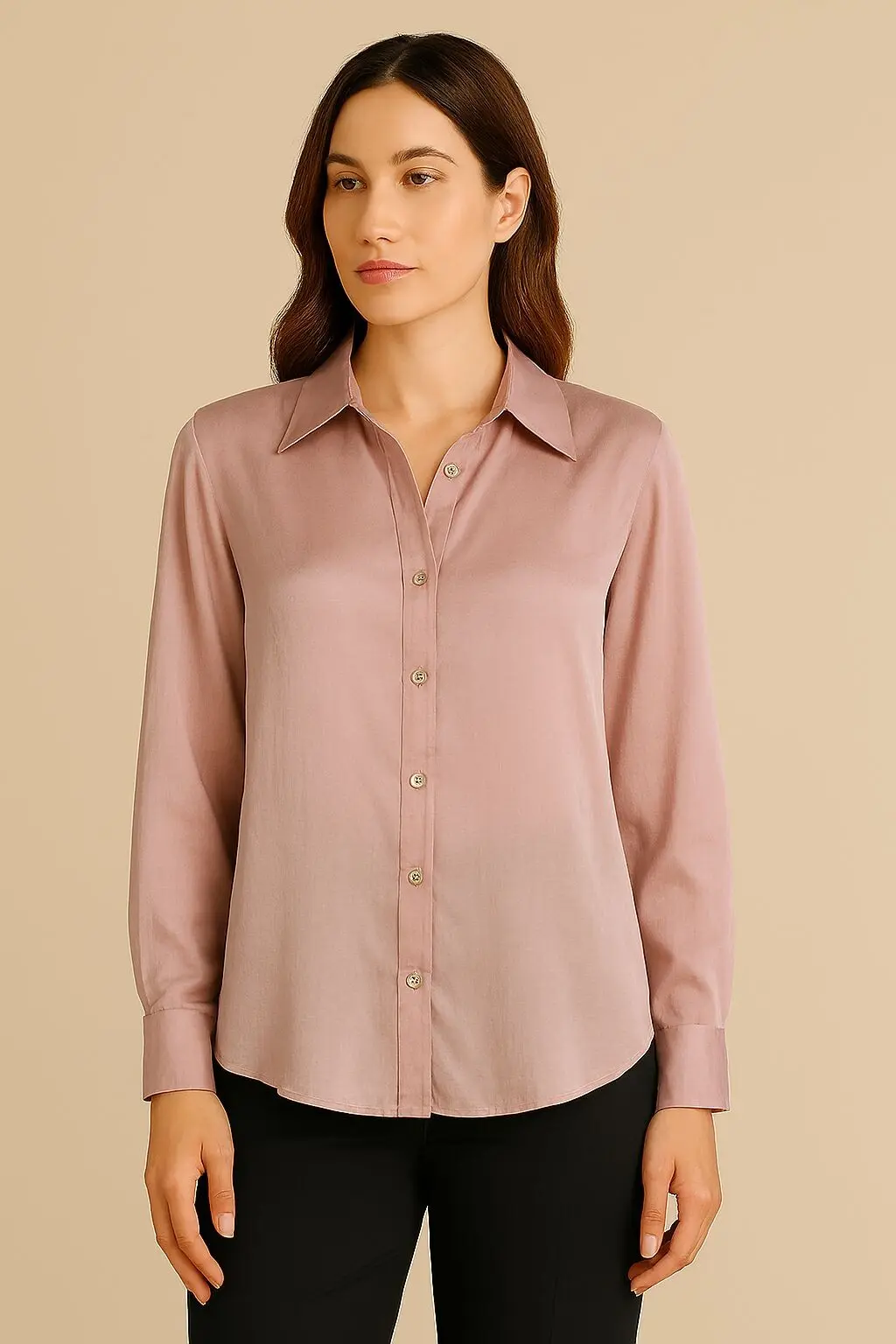 Chemise longue uni effet soie – Réf. A920