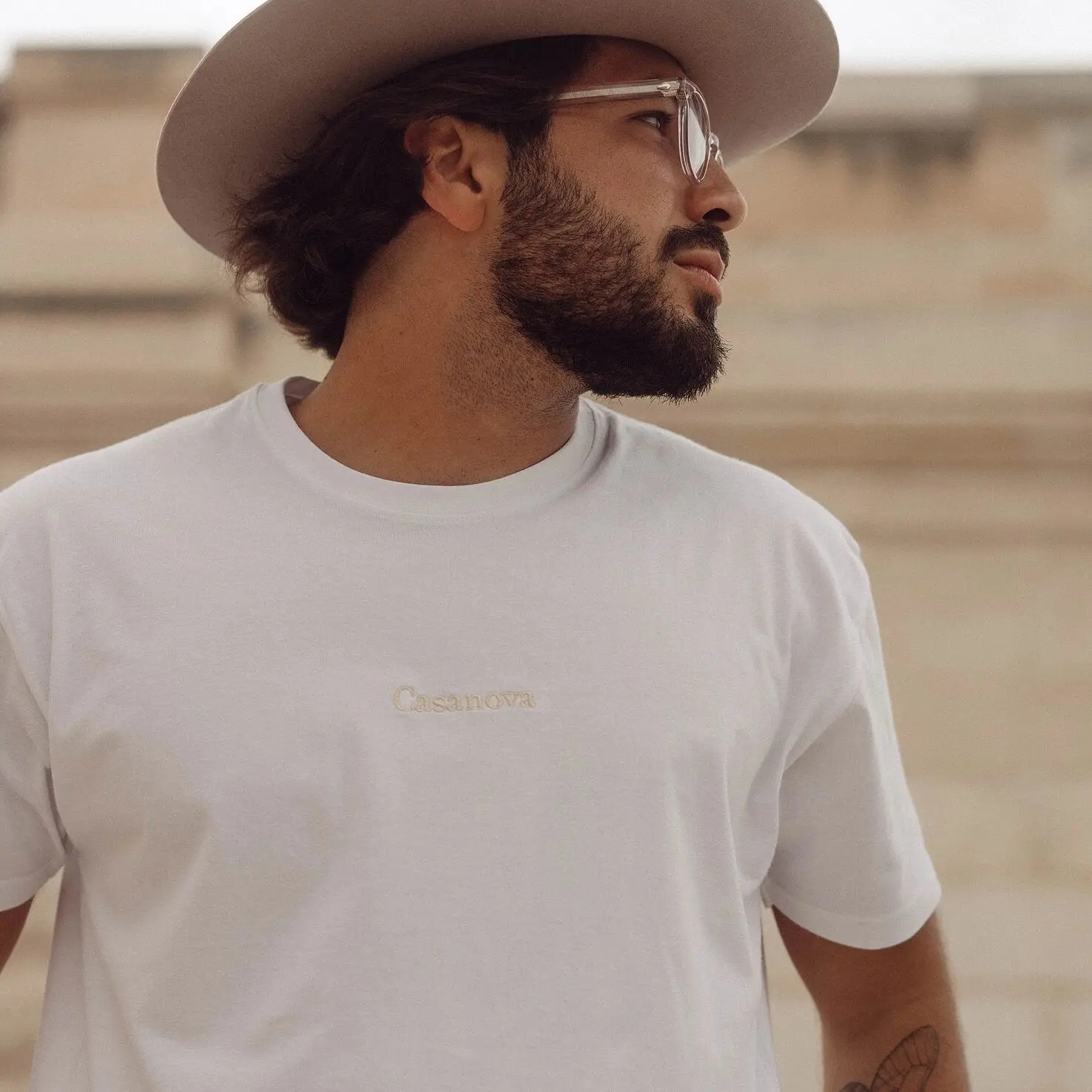 T-shirt en coton blanc brodé Casanova