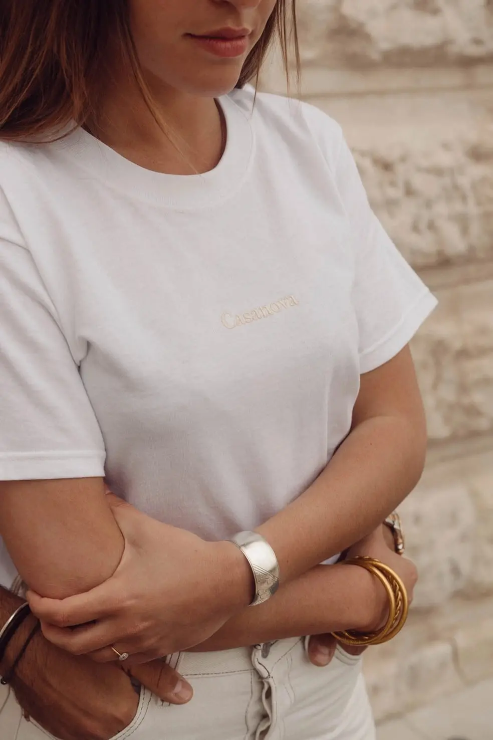 Tee shirt femme coton brodé