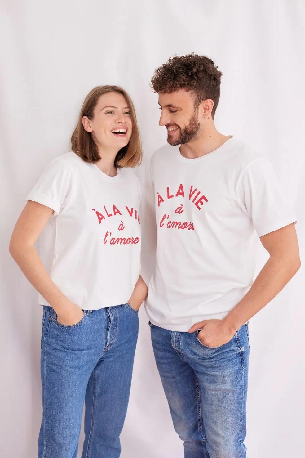 T-shirt coton à la vie à l'amore sérigraphié