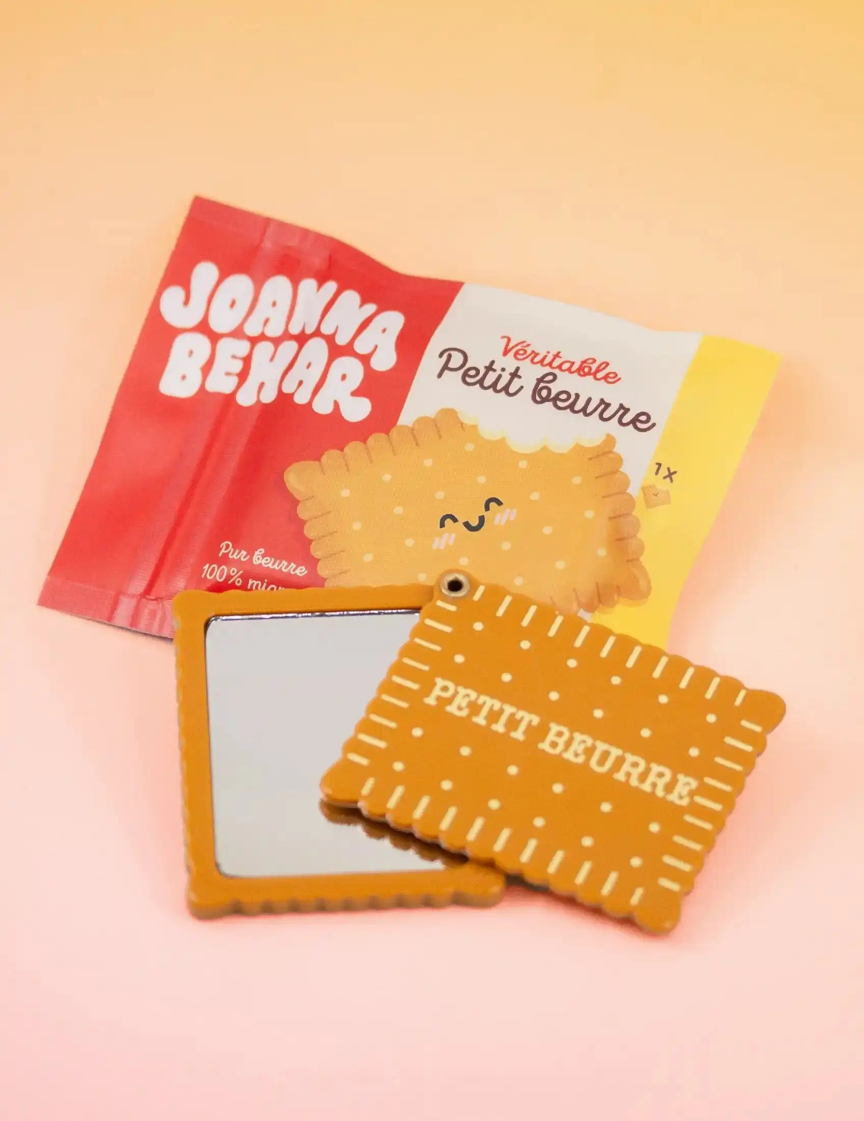 Kawaii Petit Beurre Cookie Pocket Mirror | Cute Accessory for Bag, Makeup & Beauty Touch-ups