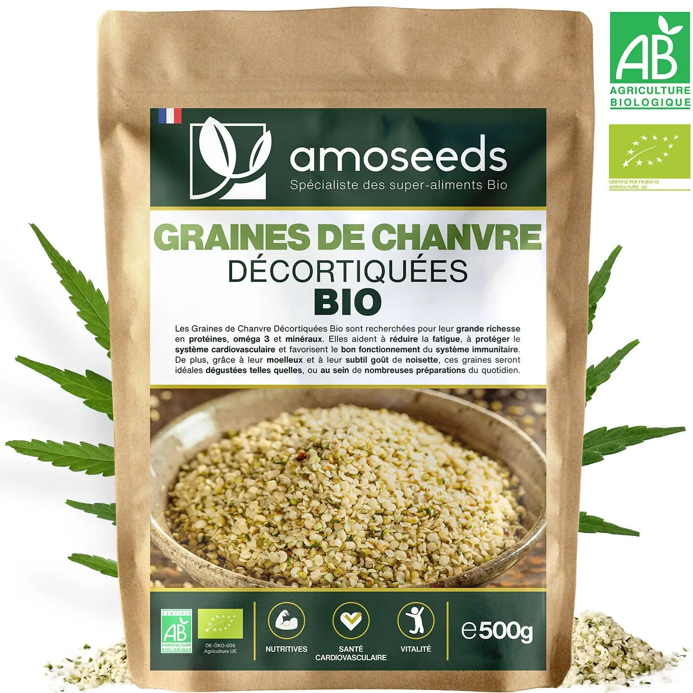 Bio geschälte Hanfsamen 500G
