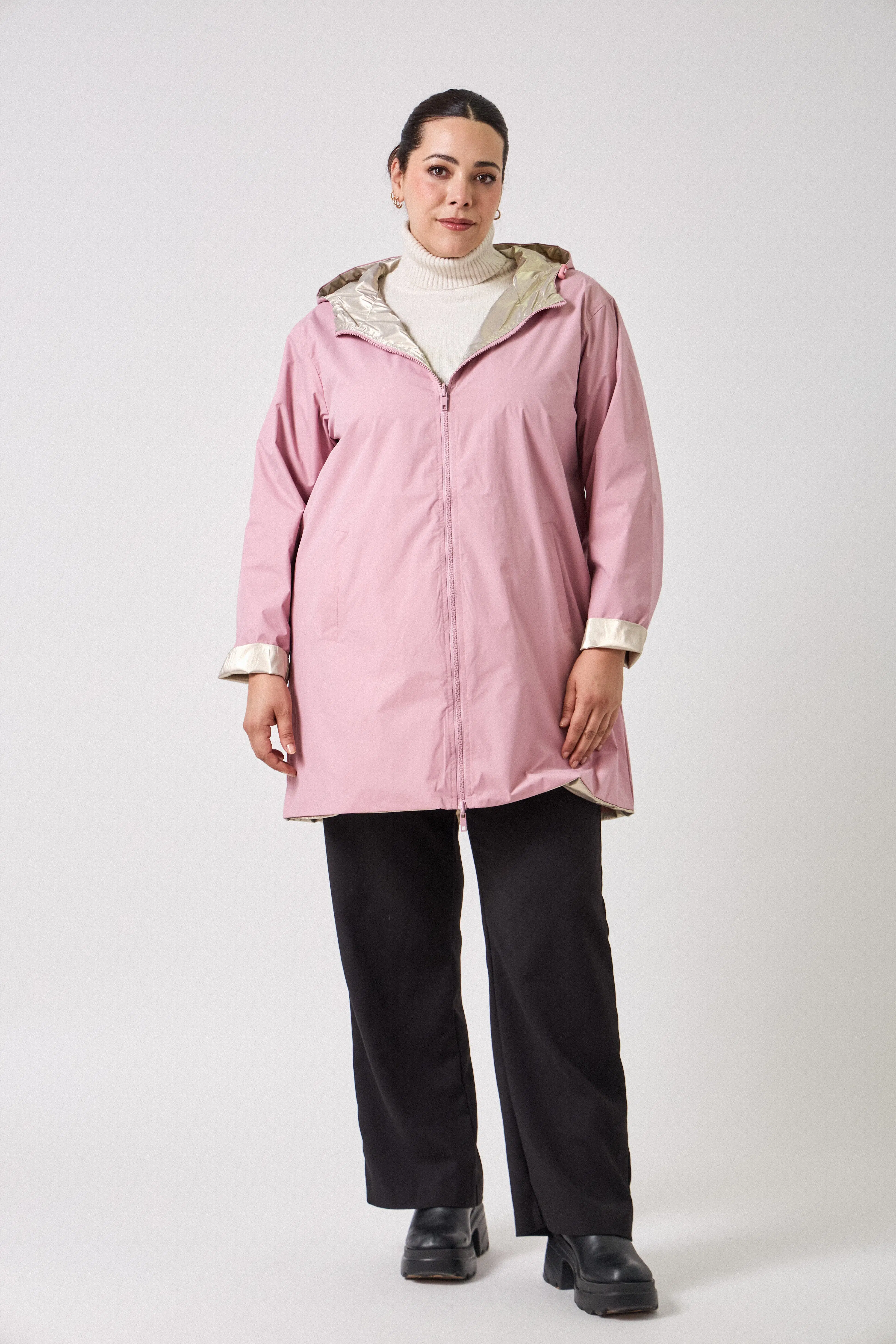 4117L - Plus Size Waterproof Mid-Length Reversible Parka