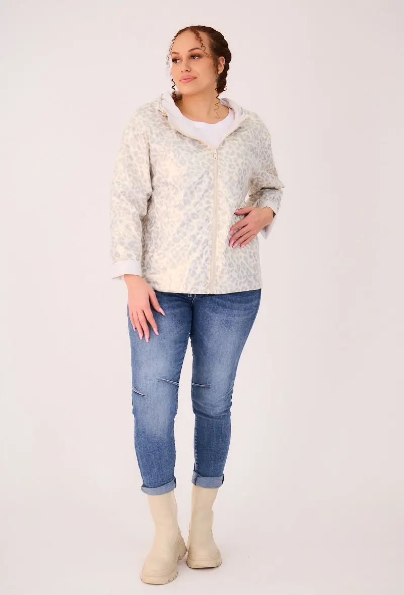 4119L - Reversible and Waterproof Short Patterned Parka, Plus Size