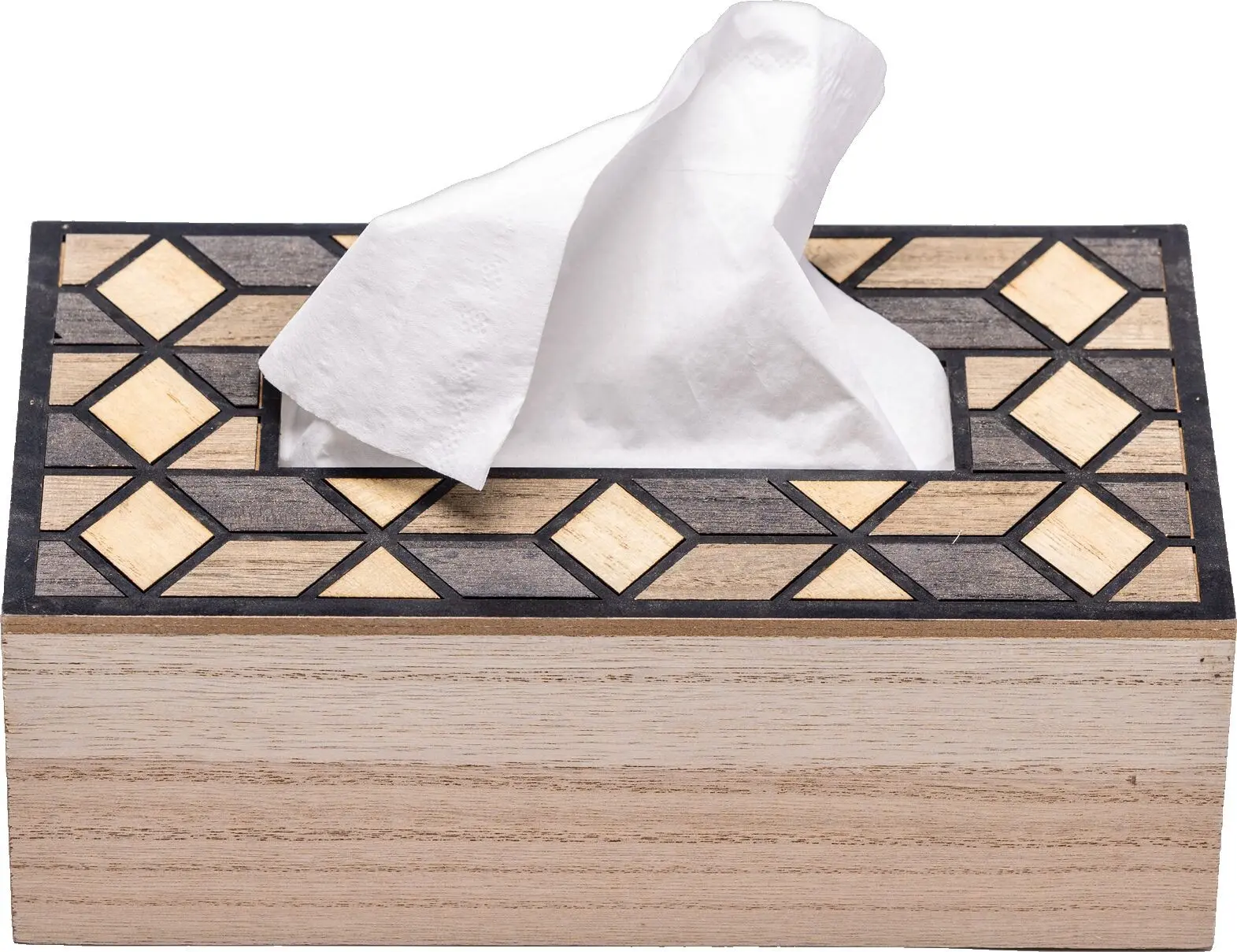 Boîte à mouchoirs en bois en mosaïque