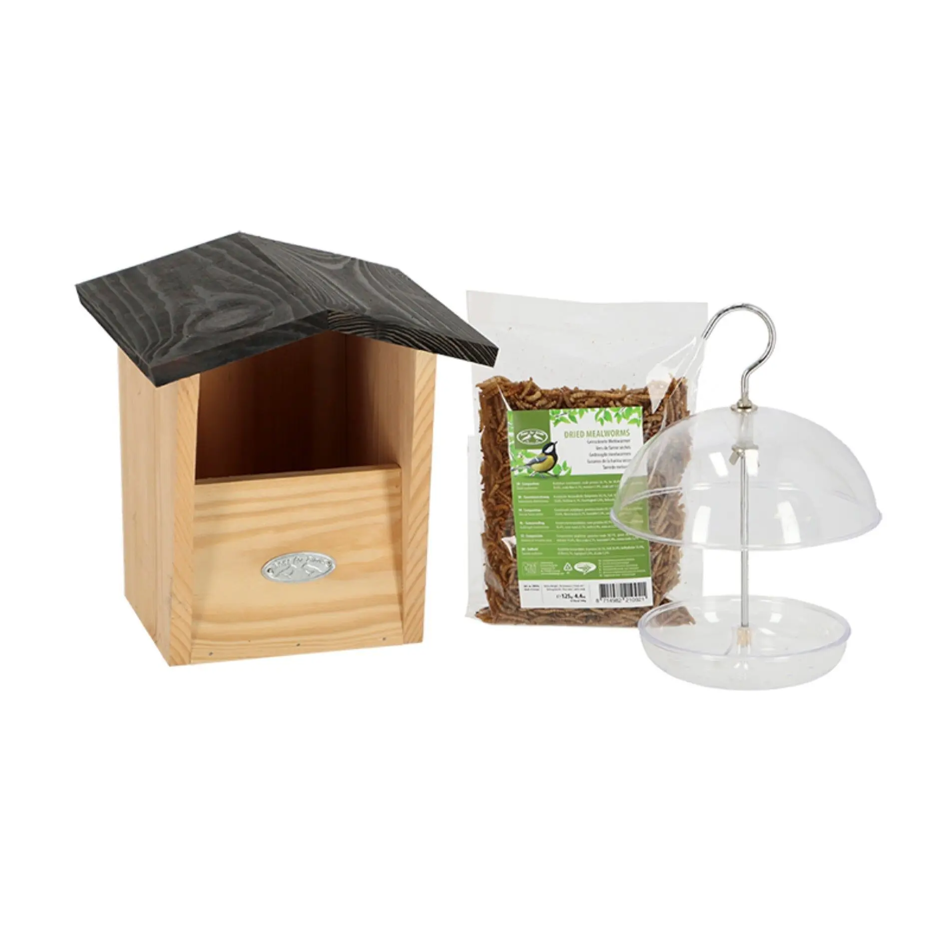 Paquete para petirrojos: casa y alimento para pájaros - Accesorios de jardín
