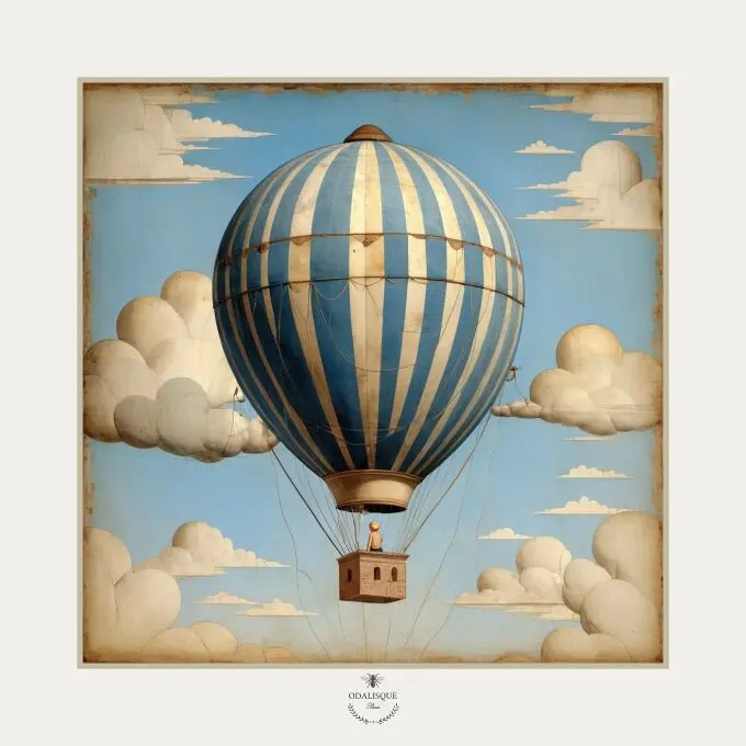 The hot air balloon - illustration 18x18 cm