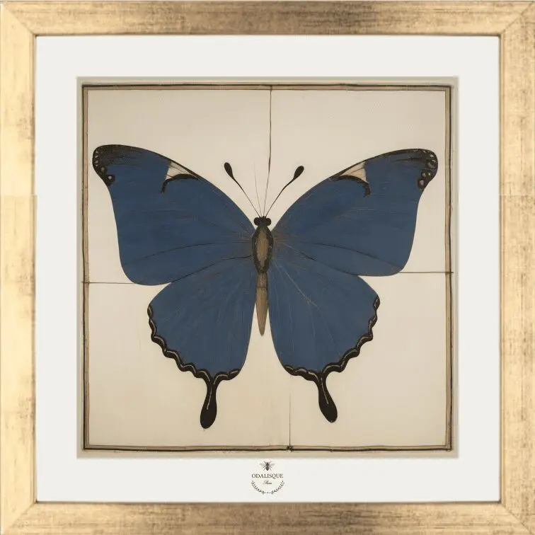 The Blue Butterfly - 20x20 cm gold frame pack + illustration