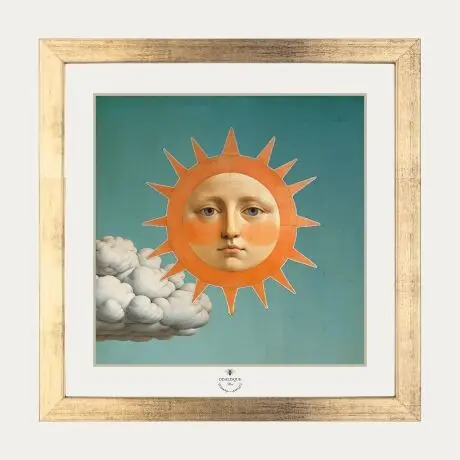 Le soleil - Pack cadre doré 20x20 cm + illustration