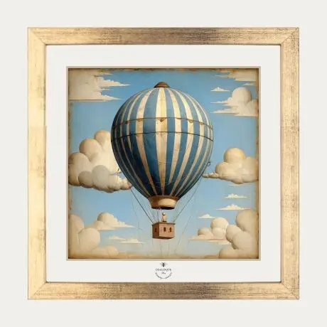 La montgolfière - Pack cadre doré 20x20 cm + illustration