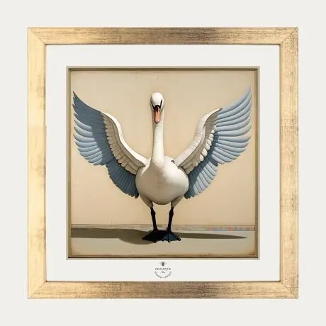Le cygne - Pack cadre doré 20x20 cm + illustration
