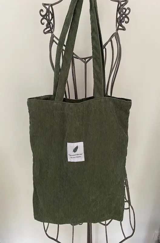 Khaki Velvet Tote Bag