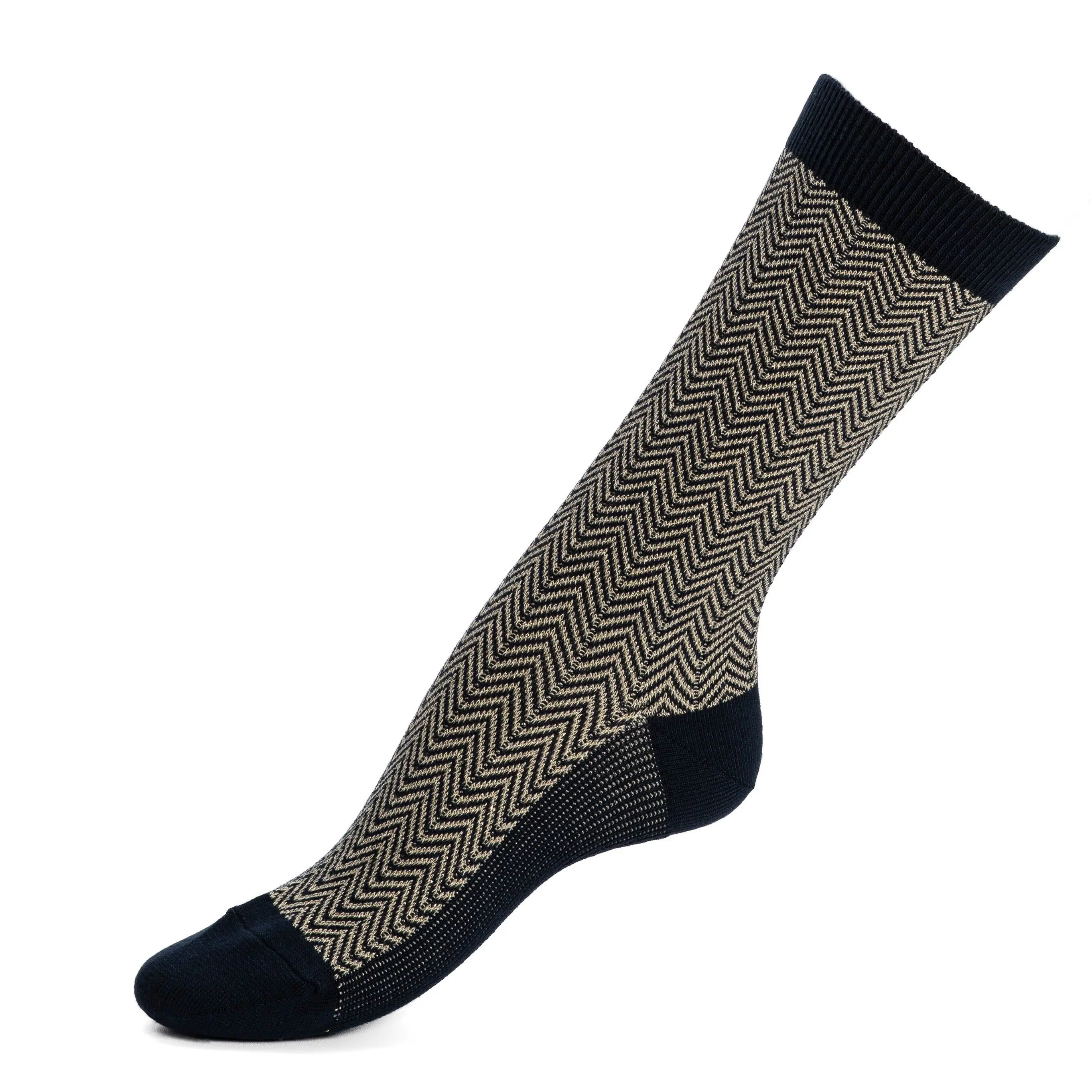Les chevrons - chaussettes femme - coton marine