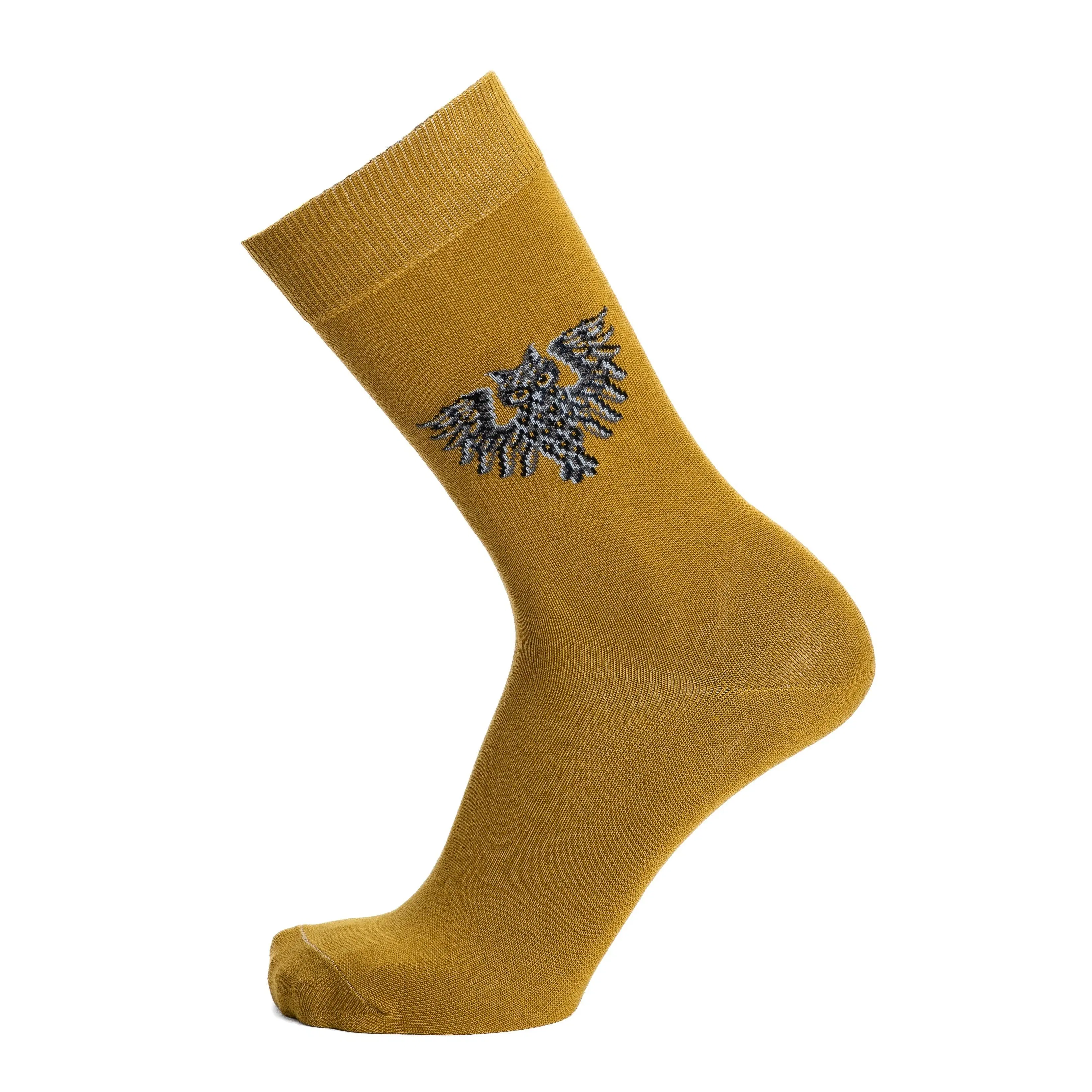 Les hiboux - chaussettes homme - coton olive