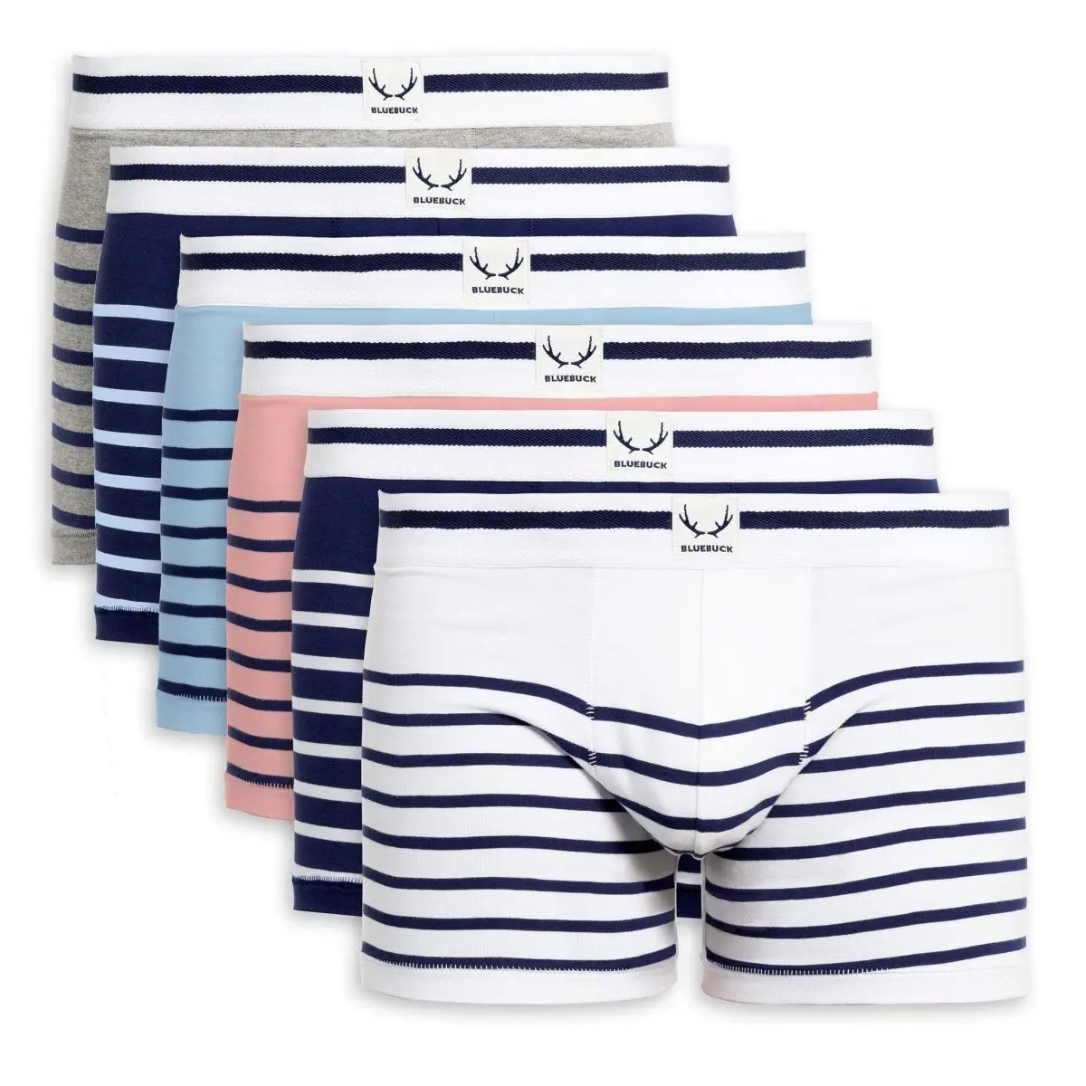 6 boxer lunghi da uomo in cotone biologico color marino