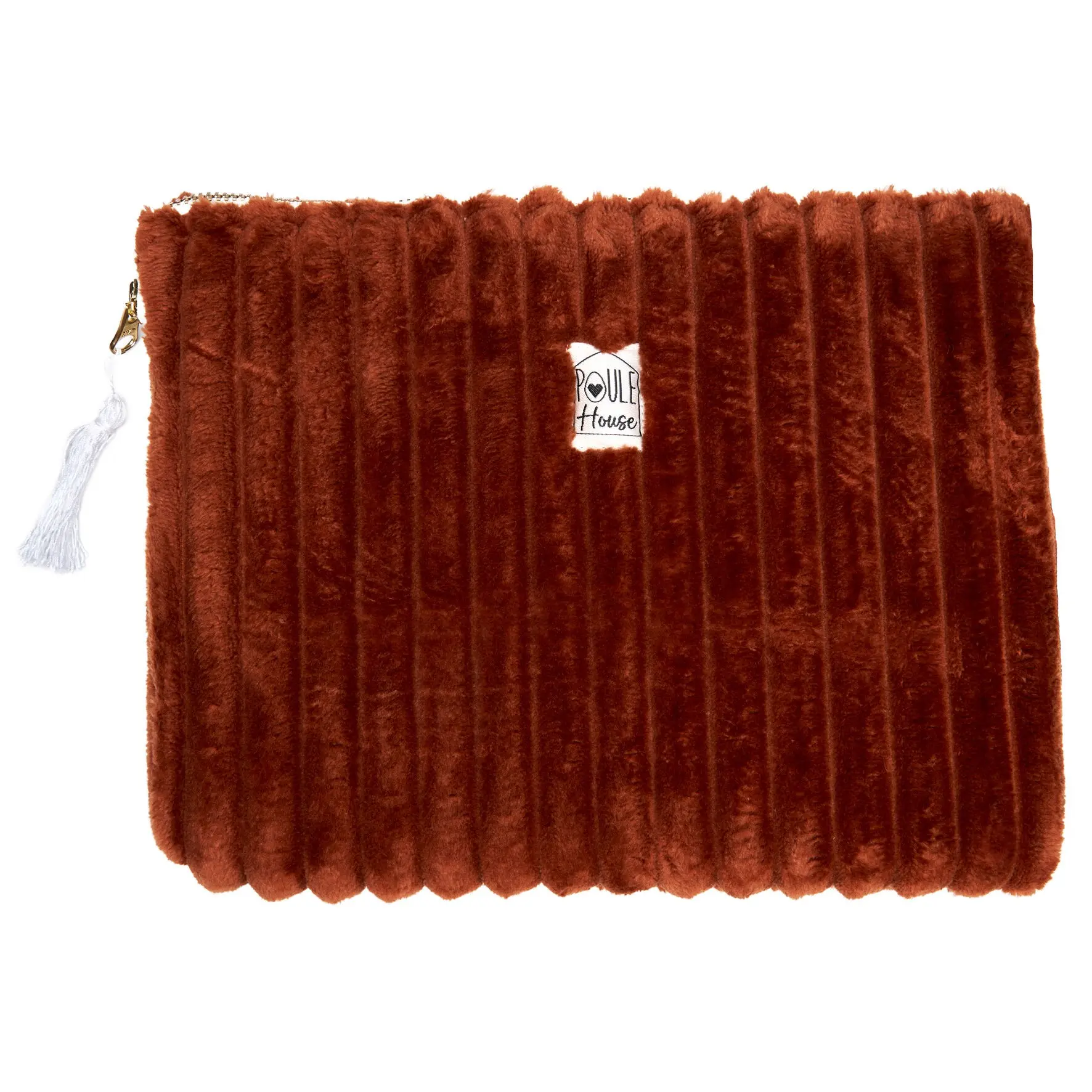 Minky quilted toffee PC/tablet zipped pouch
