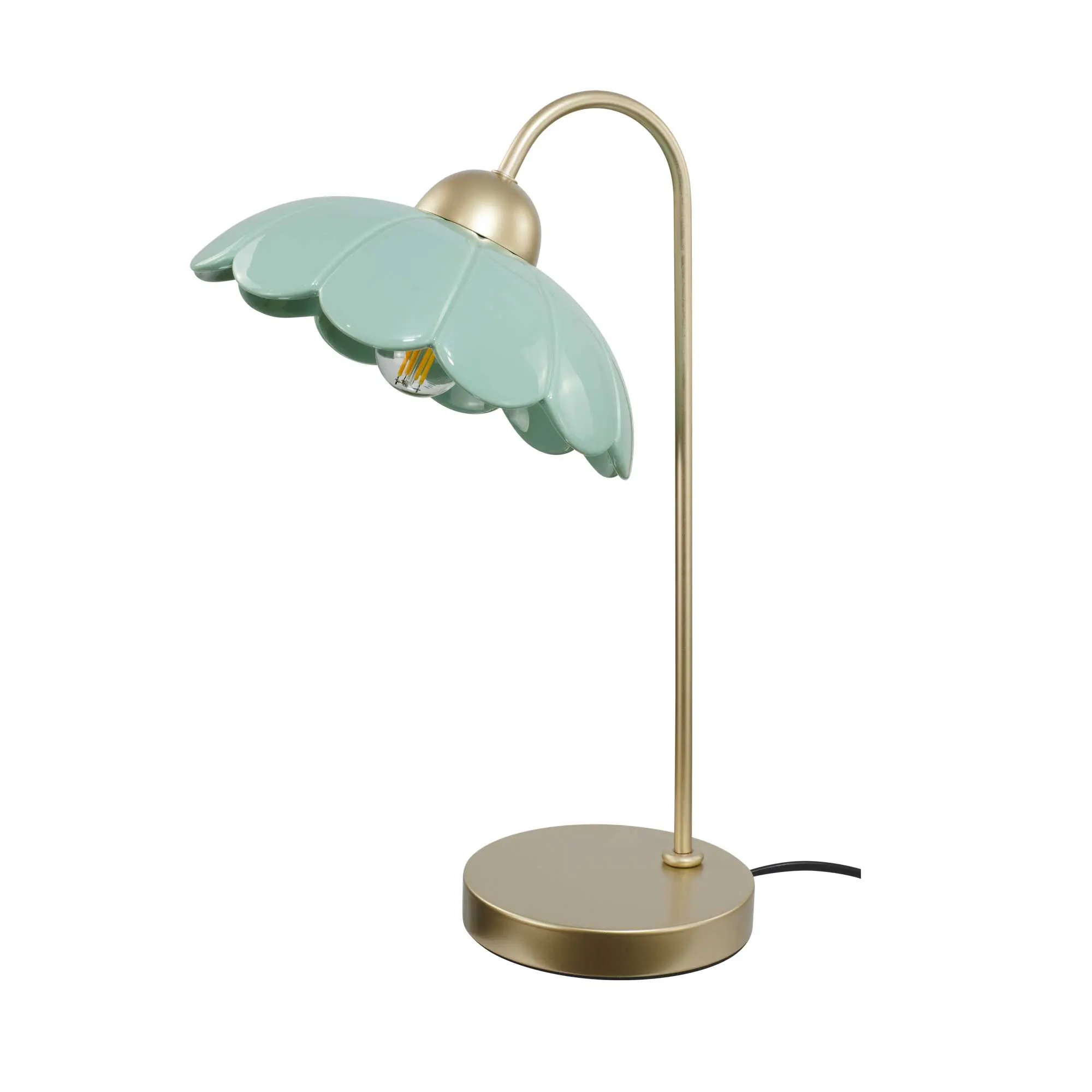 Claris colored ceramic and rose gold metal table lamp