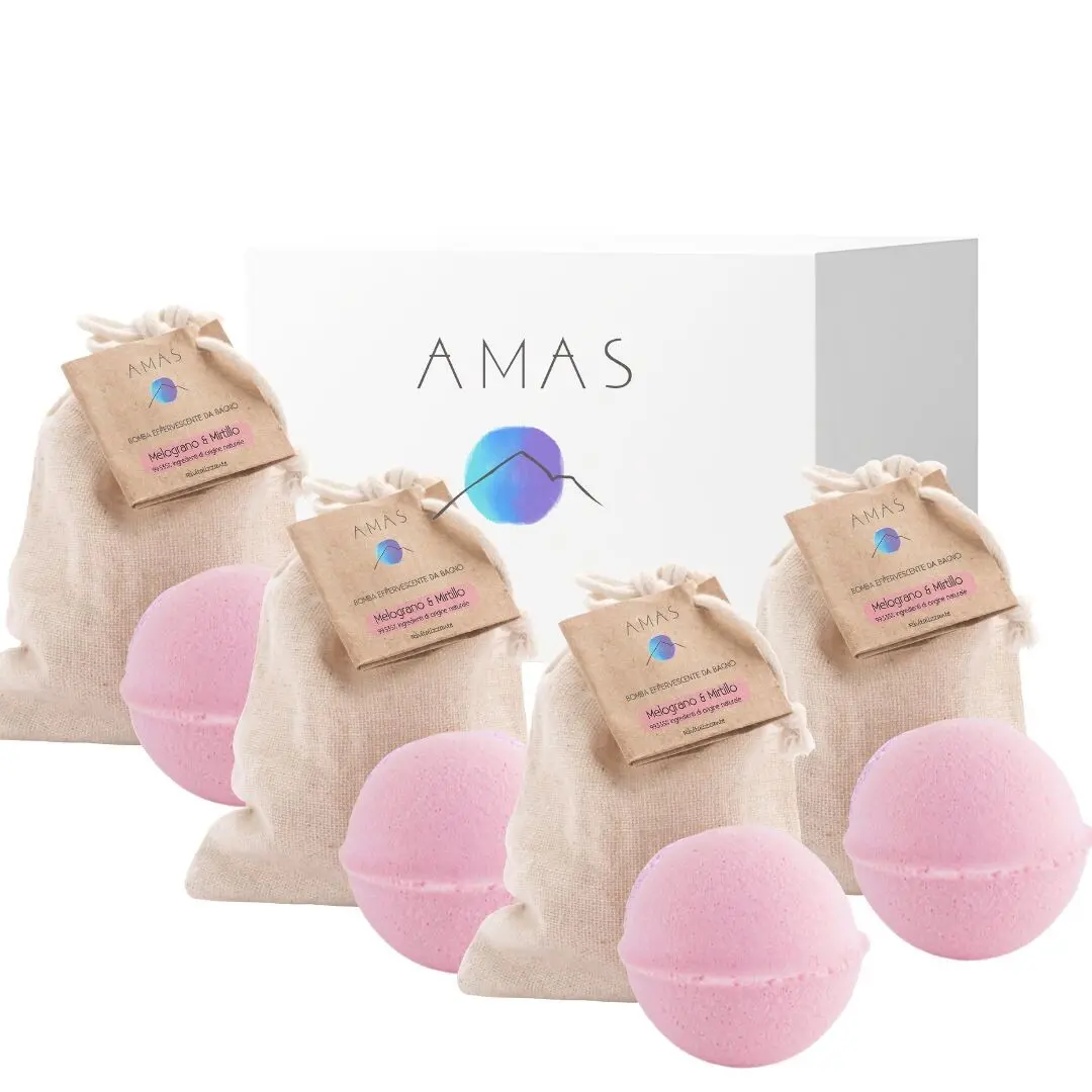 Set 4 bombe effervescenti da bagno fragranza Frutti di bosco