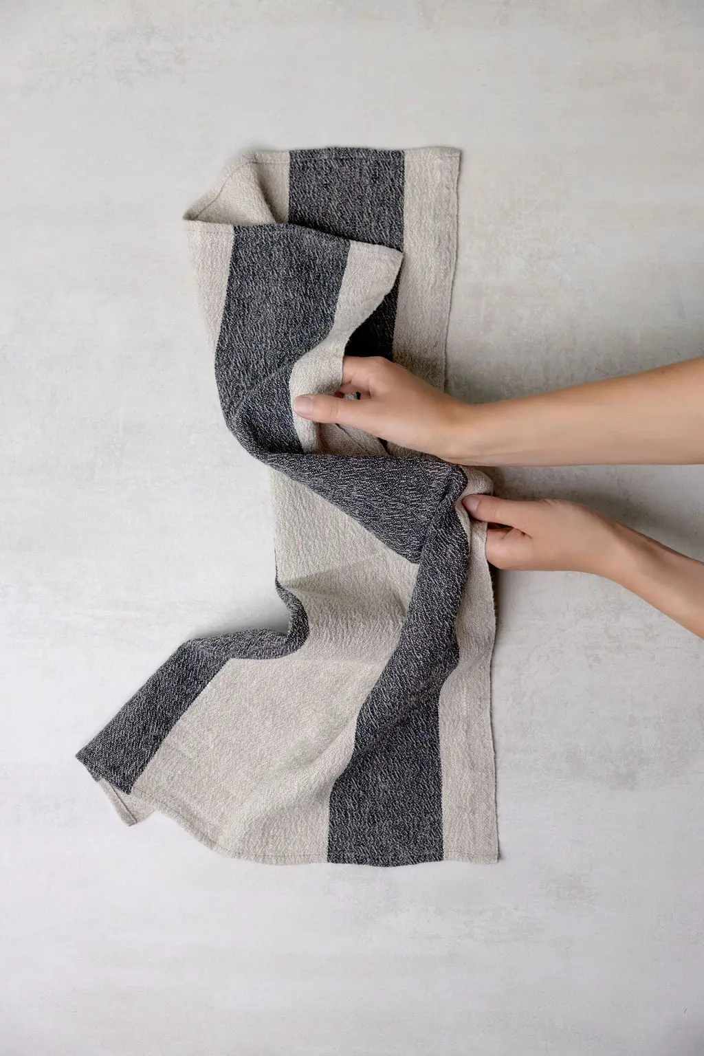 Linen Tea Towel (dish towel) / Black balance stripes