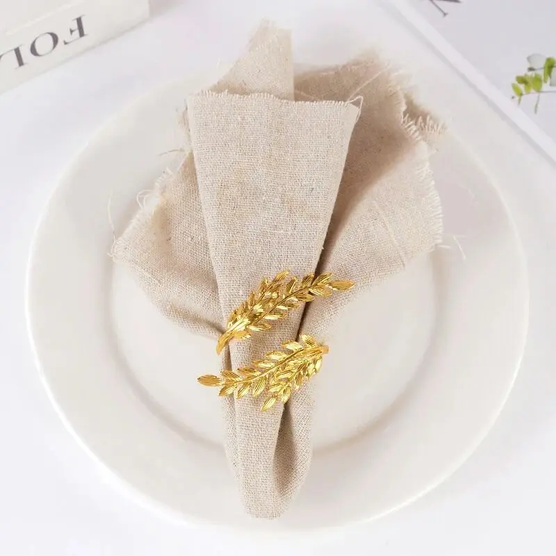 Rond de serviette - Double Feuille - Argenté ou Doré