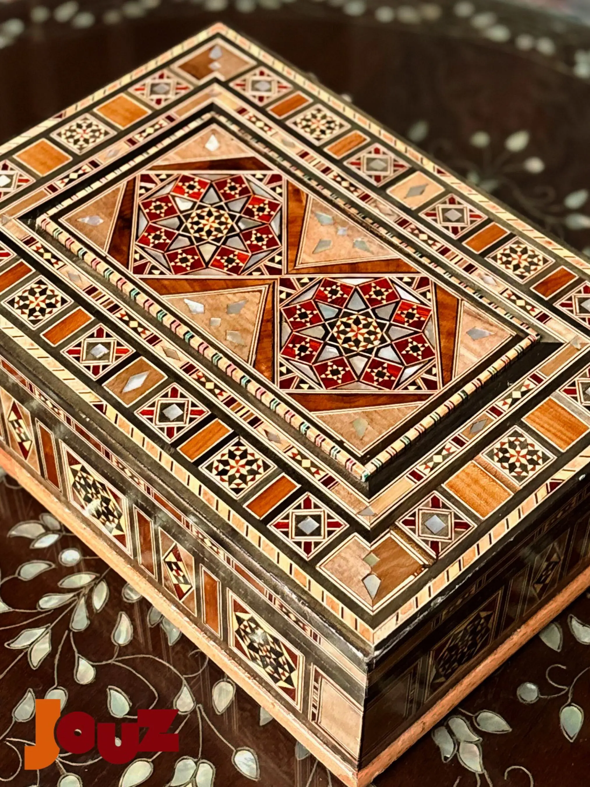 Rectangle Wooden Mosaic Box - High Quality Handcrafted Jewelry Storage, Boho Home Decor, Artisan Inlay Trinket Box, Gift for Her, Memory box