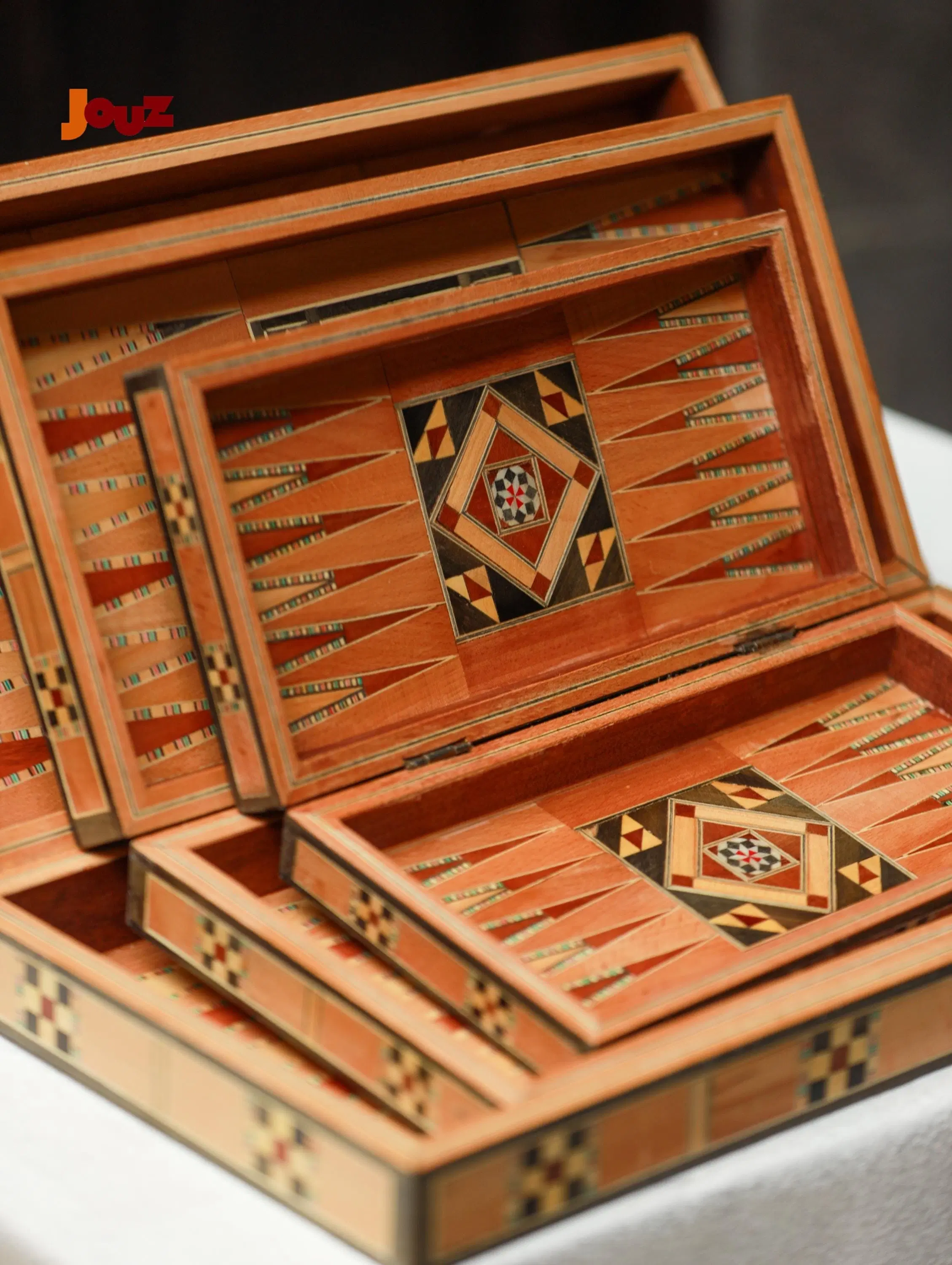 Handcrafted Chess & Backgammon Set of 3 - Wooden Folding Boards in Different Sizes - Complete Game Sets, perfect housewarming gift idea