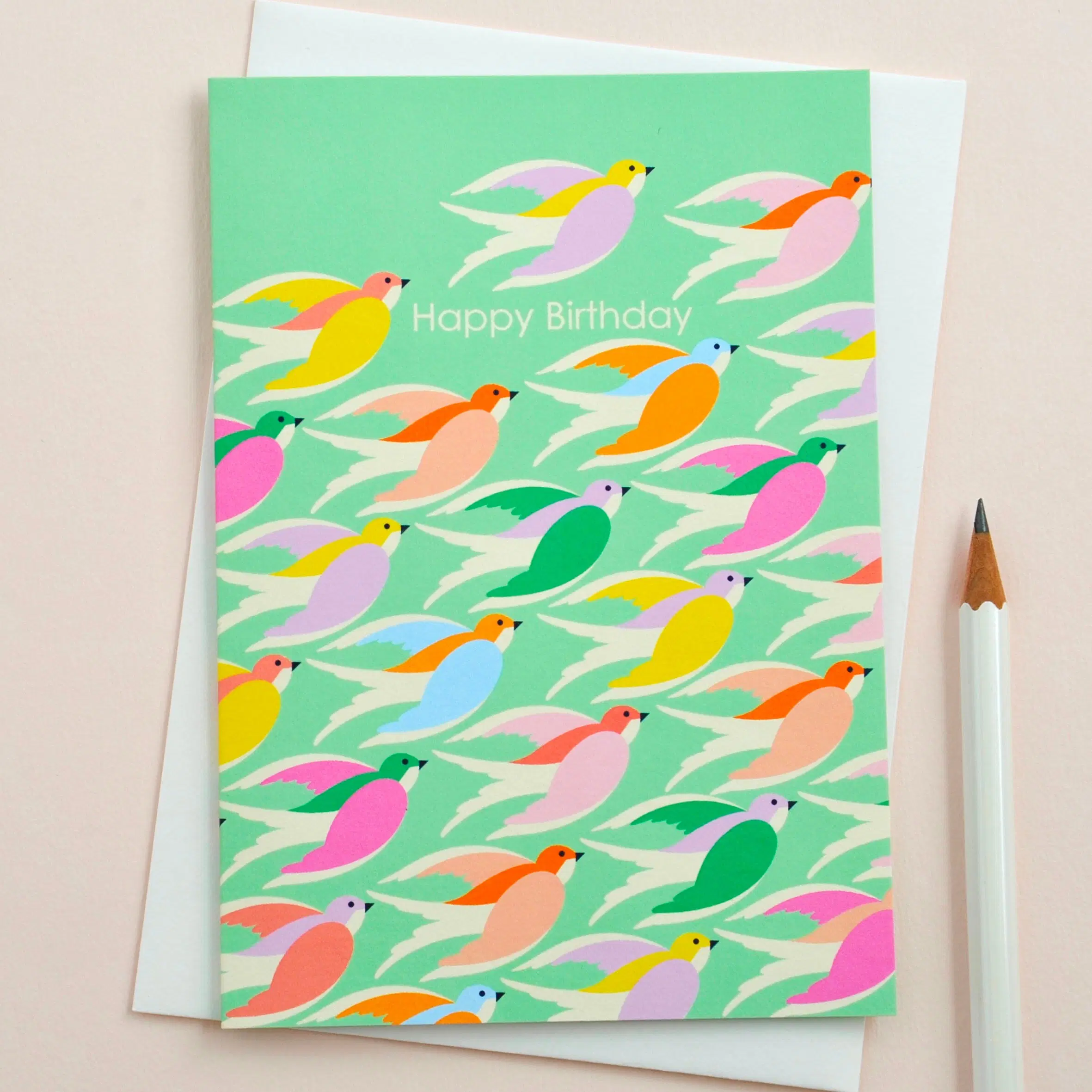 Birds Inflight Happy Birthday Greetings Card
