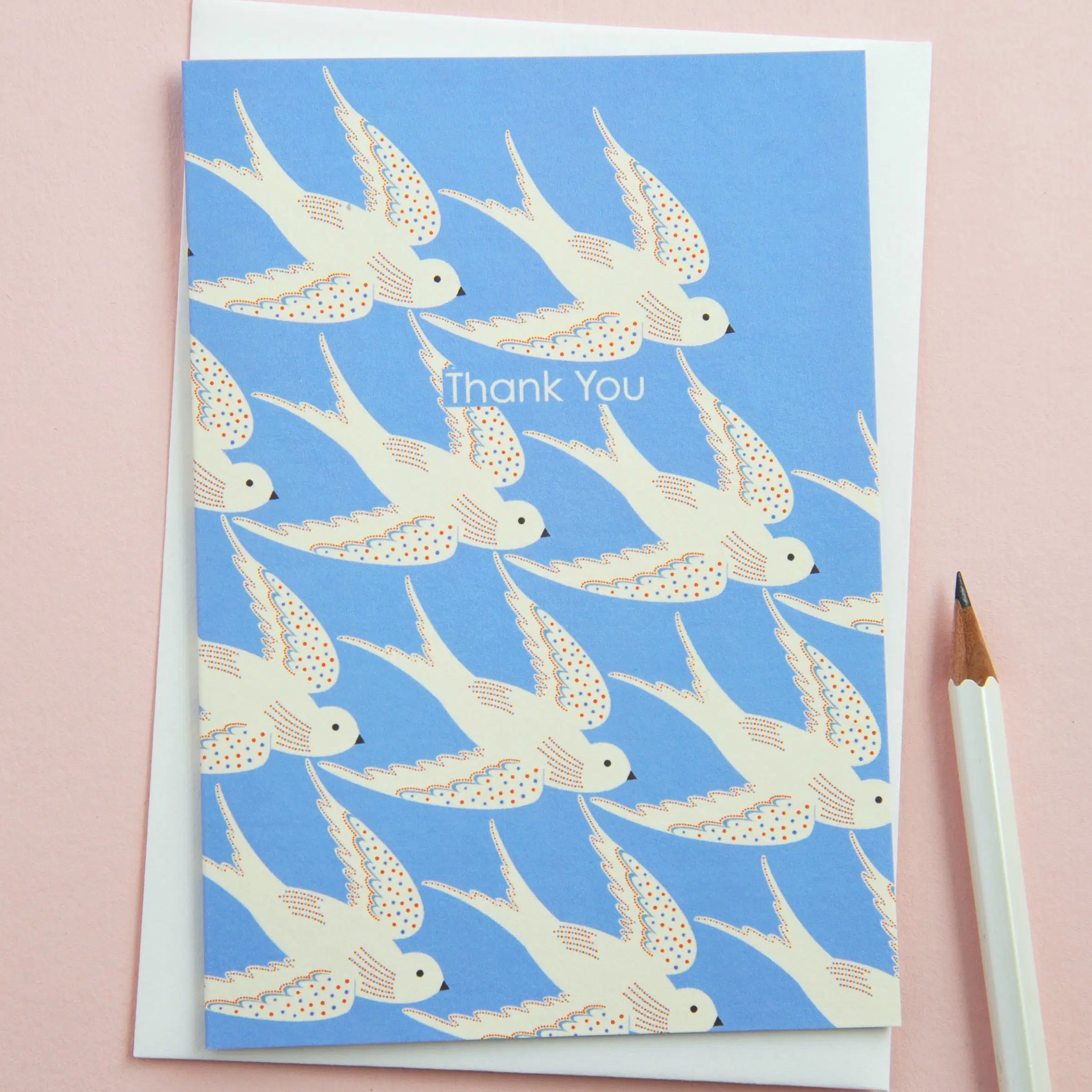 Birds in Blue Thank You Card