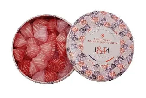 Assorted Lavender Pink Poppy Candy - Metal Box - 200g