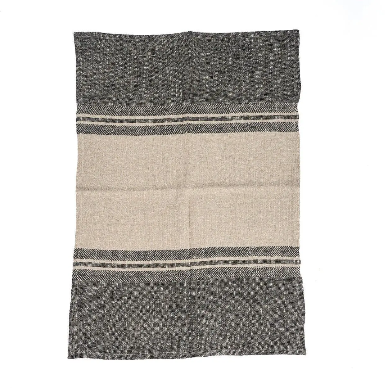 The Linen Dash Kitchen Towel - Natural Black - 50x70