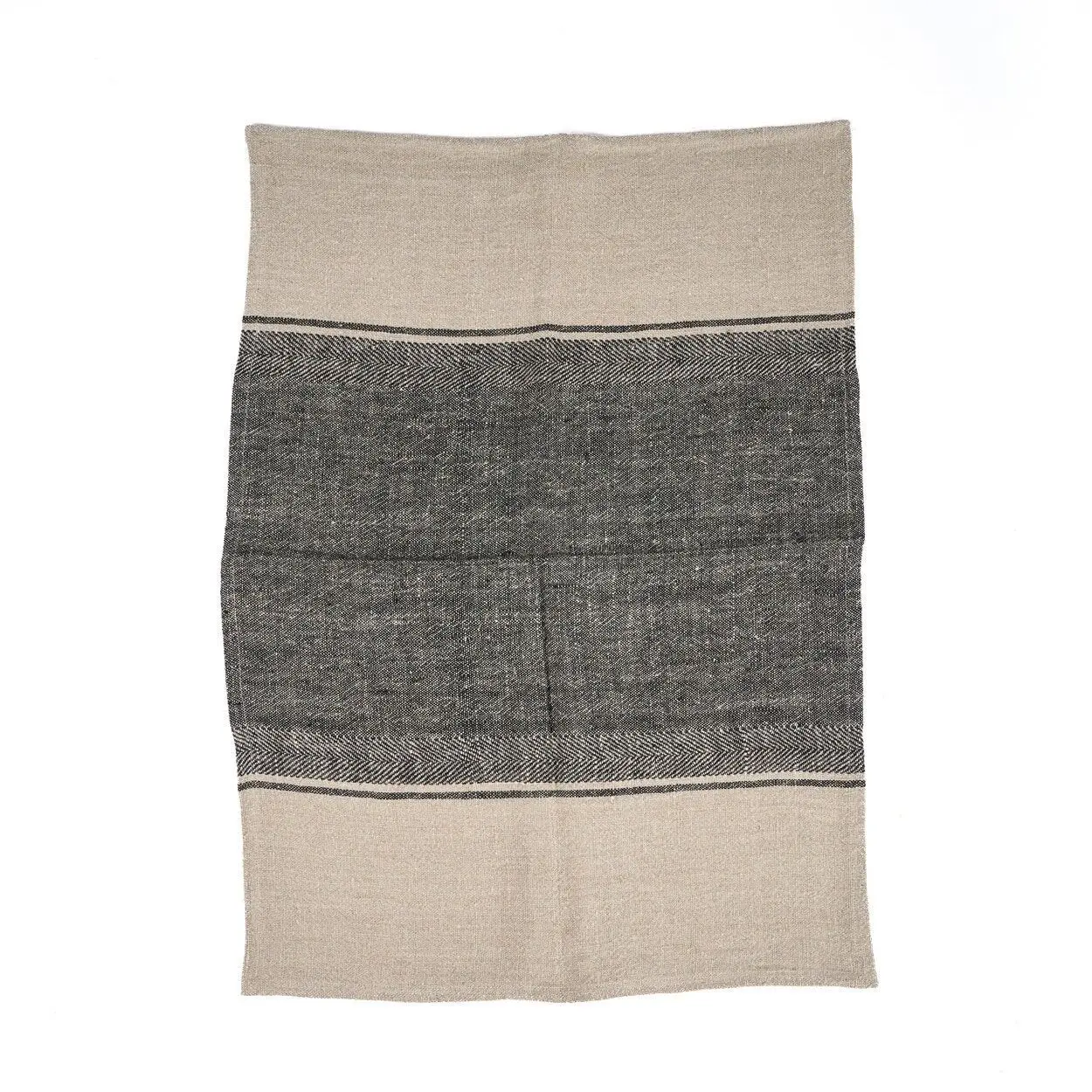 The Linen Moody Kitchen Towel - Natural Black - 50x70