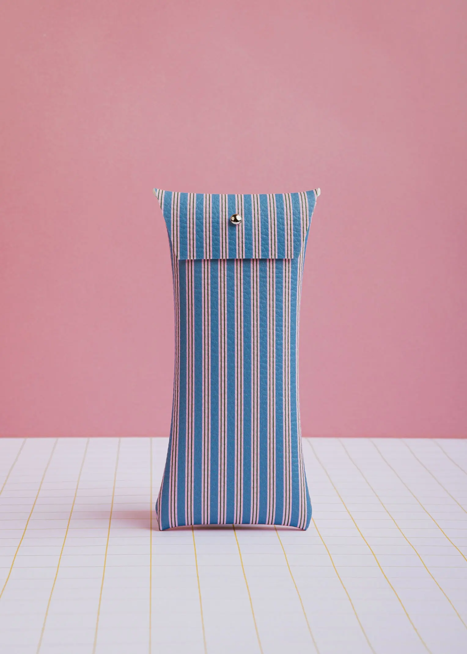Blue and pink striped glasses case