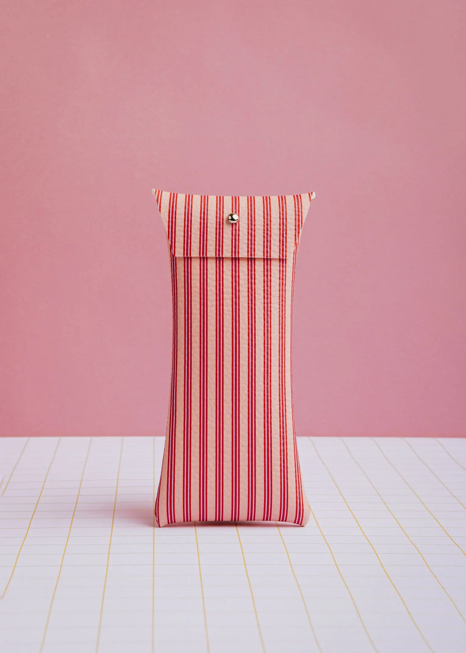 Coral red striped glasses case