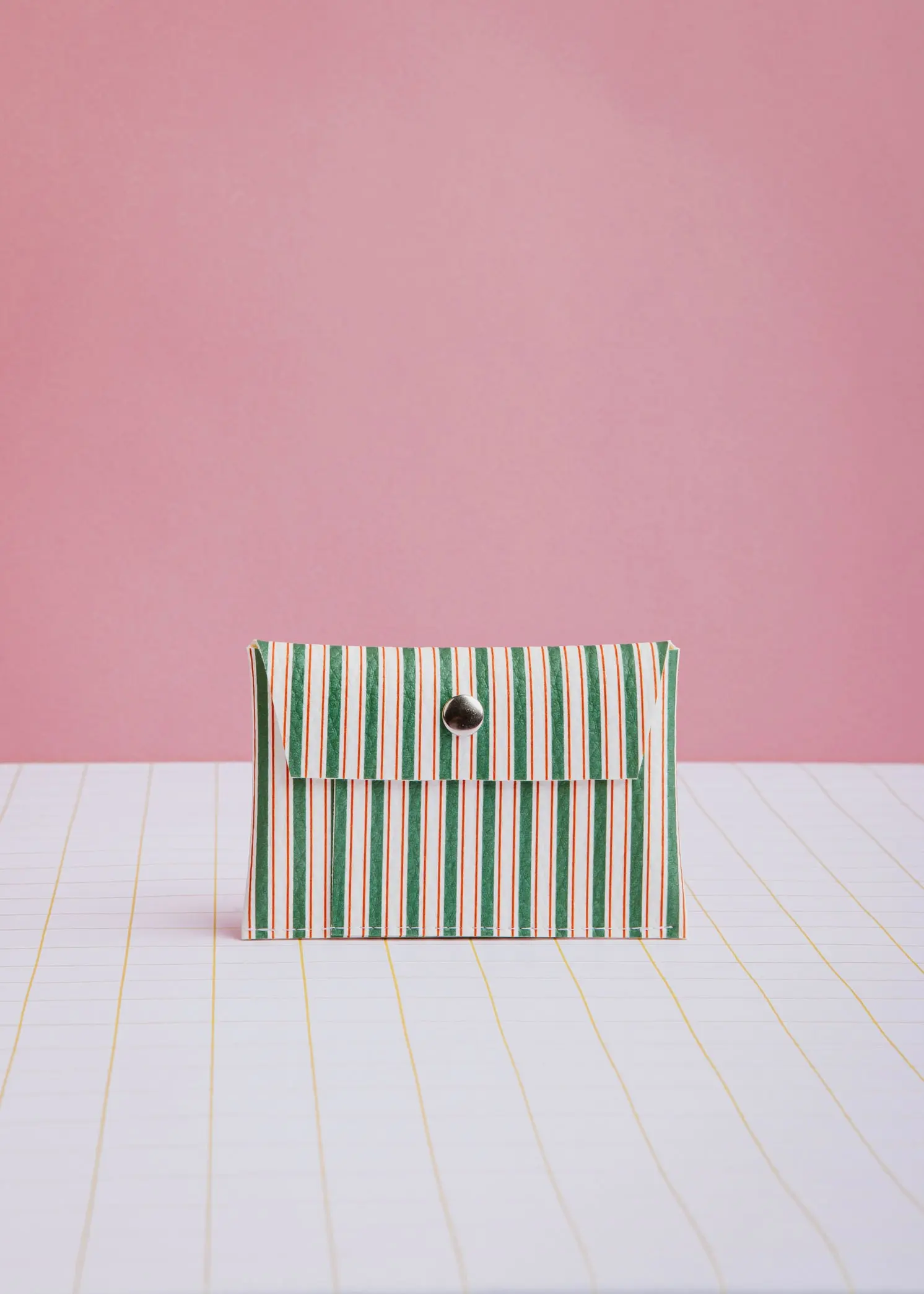 Green striped card holder