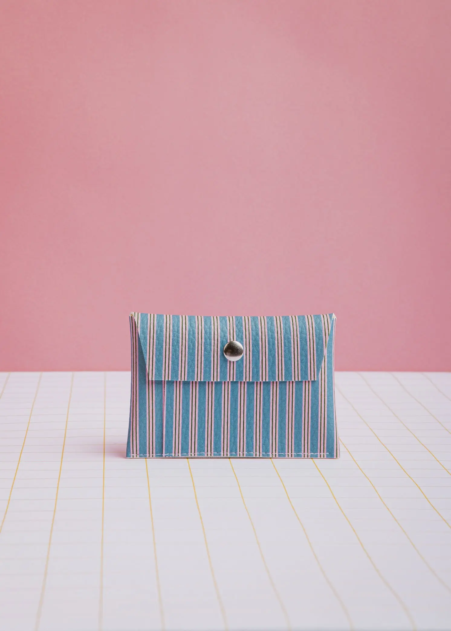 Blue and pink striped card holder