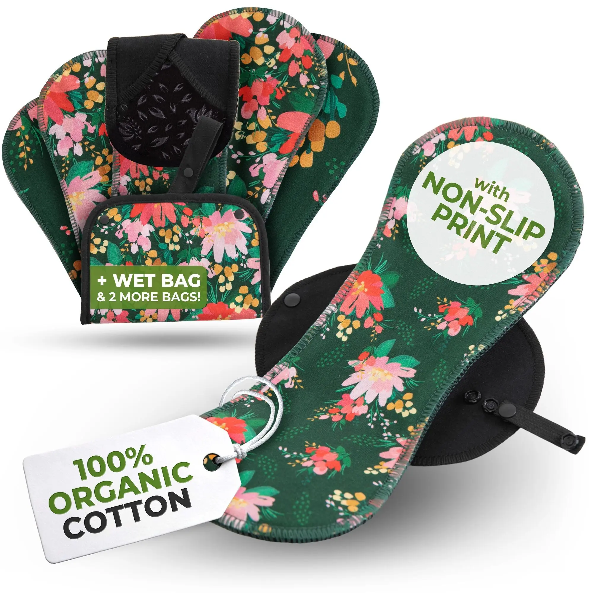 Rutschfeste, wiederverwendbare Inkontinenzeinlagen zur Blasenkontrolle (L+XL: 6er-Pack) - Bouquet