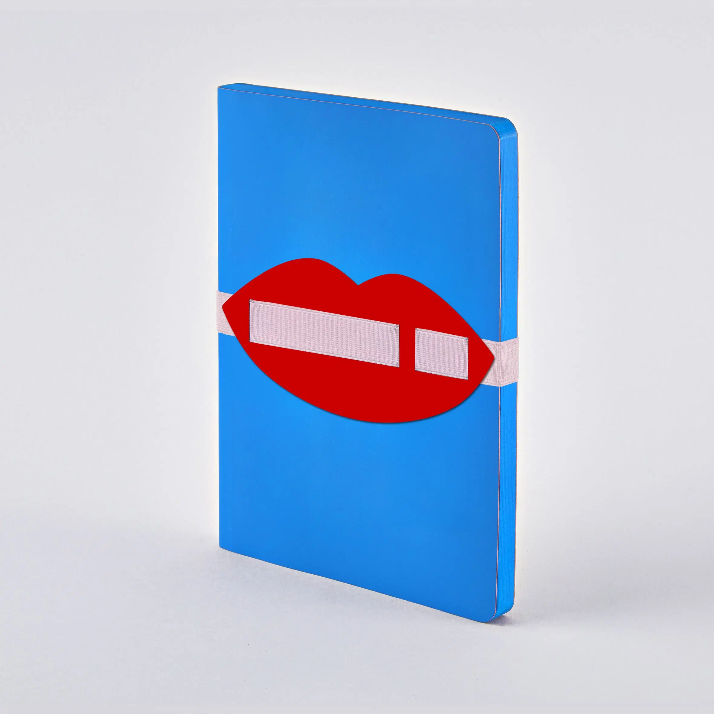 Voyager L Light - Lips | A5+ Notebook | Dotted Journal | 3.5mm dot grid | 176 numbered pages | 120g premium paper | Blue leather | With Lips pen and smartphone holder | Made in Germany