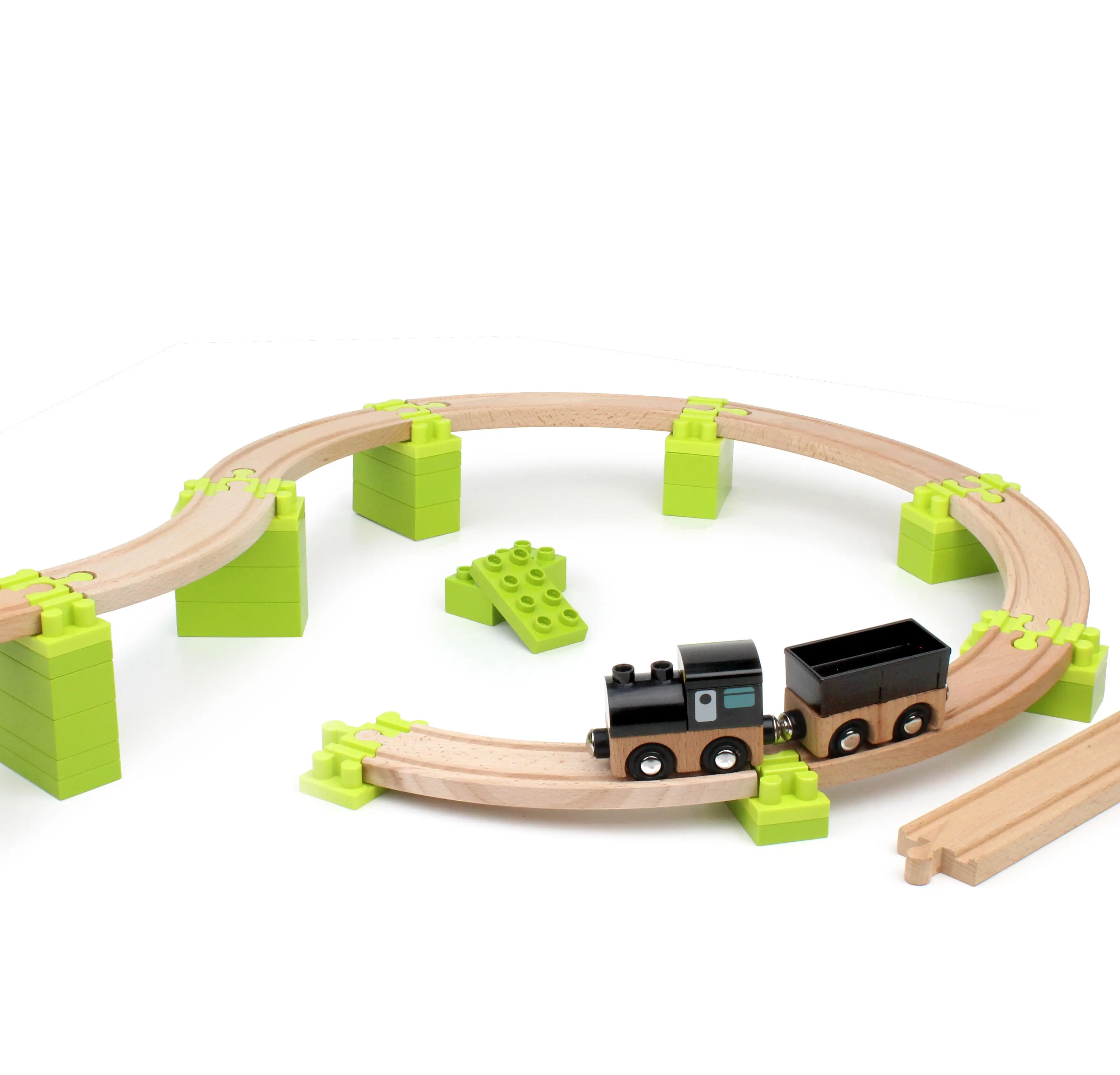 Noppi Railway - 24 components for incline. Build the railway spiral.Suitable for wooden railway and large interlocking bricks