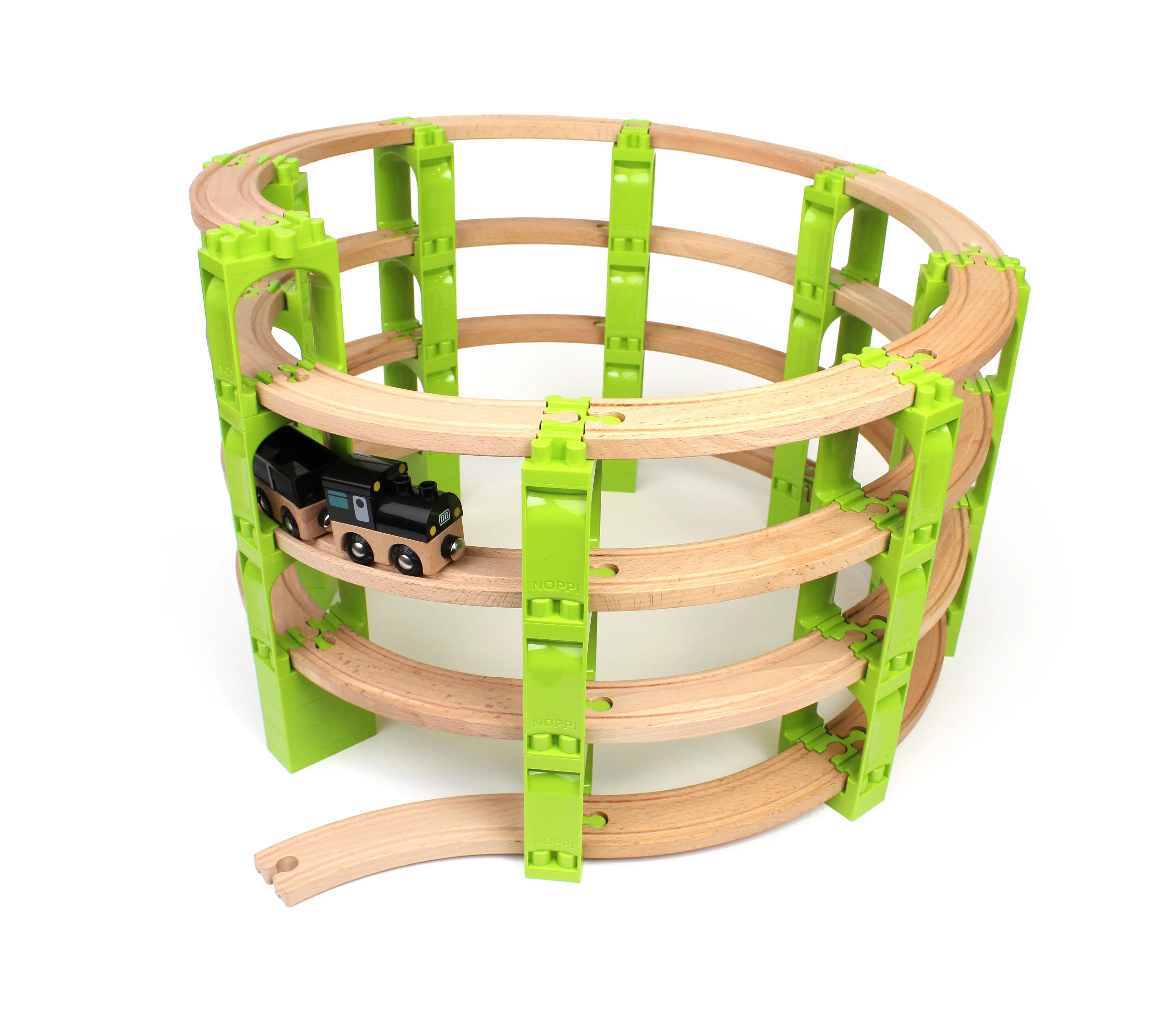 Noppi Railway - 16 components for bridges. Build the railway spiral! Compatible with wooden railways and large interlocking bricks.
