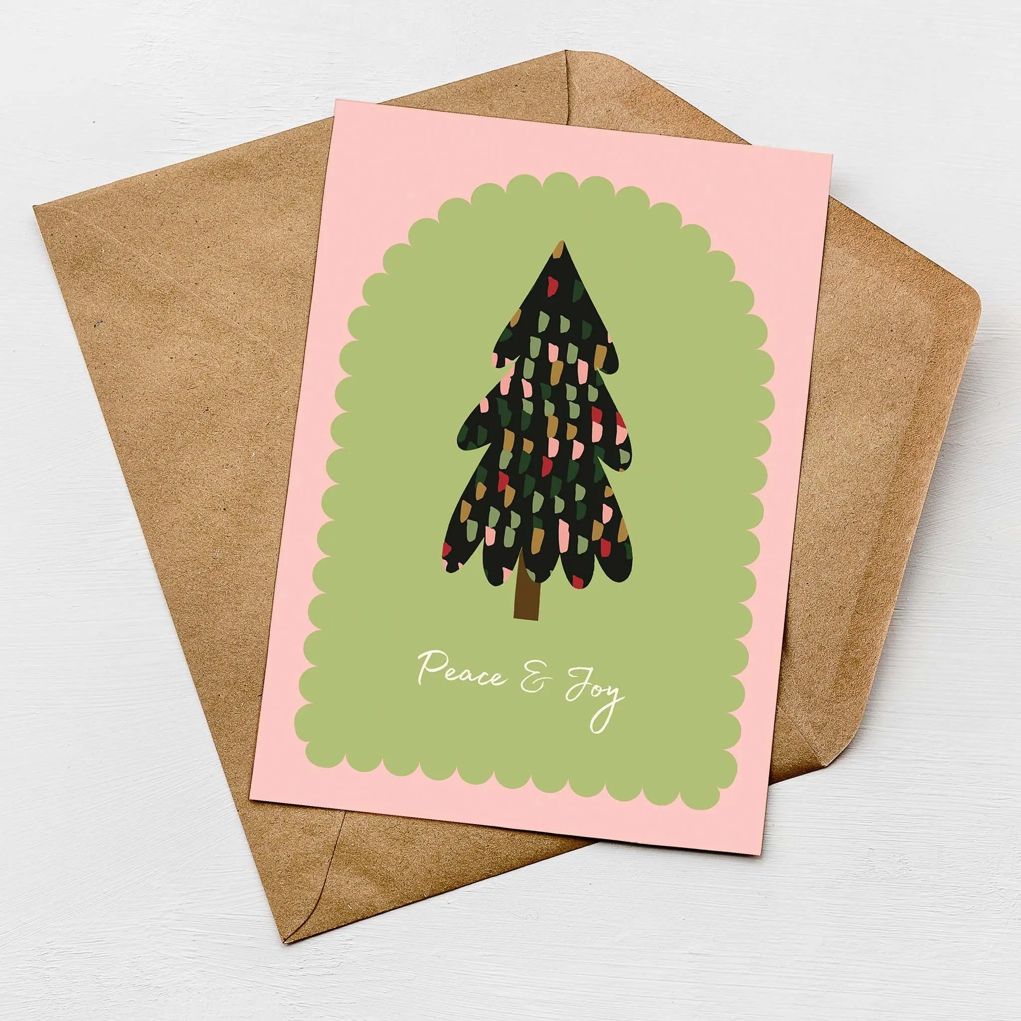 Peace & Joy Christmas Card | Modern Christmas Tree Card