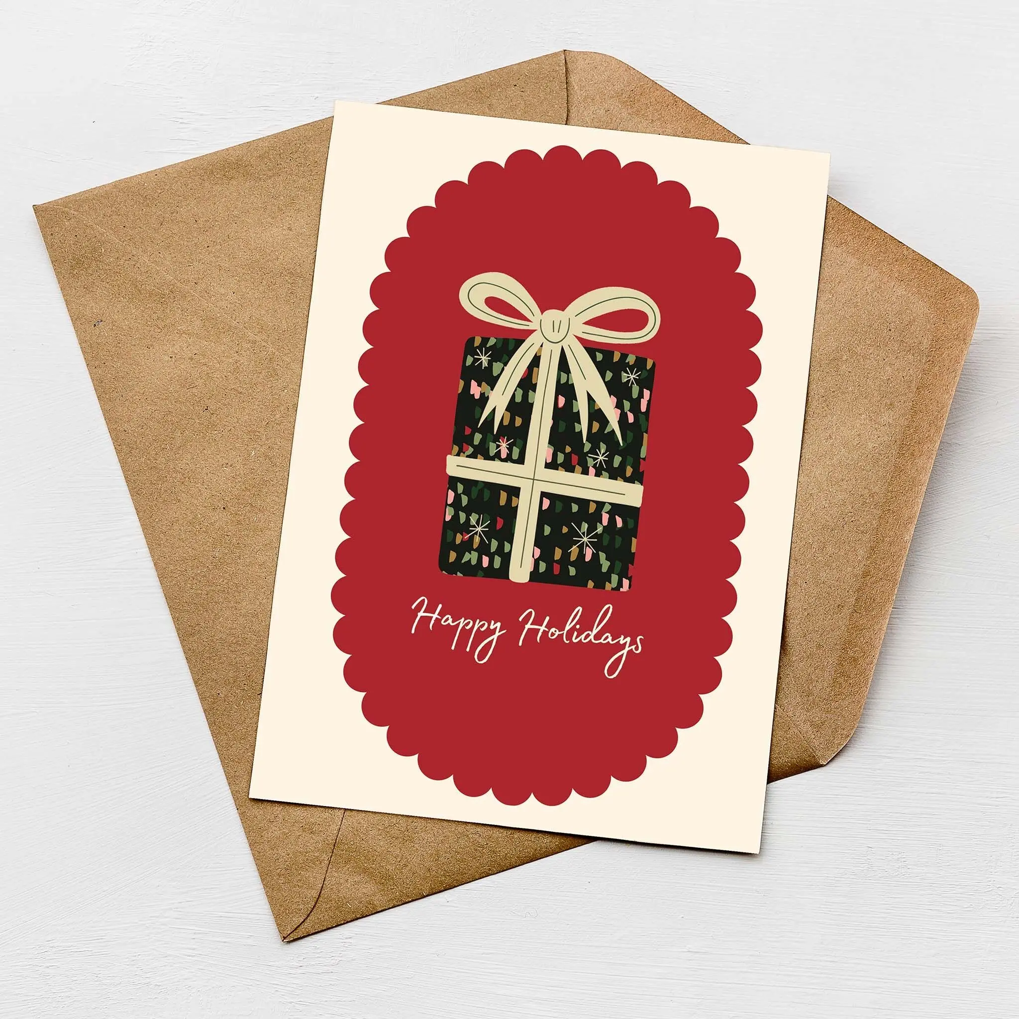 Carte de Noël « Joyeuses fêtes » | Cadre festonné pour cadeau festif