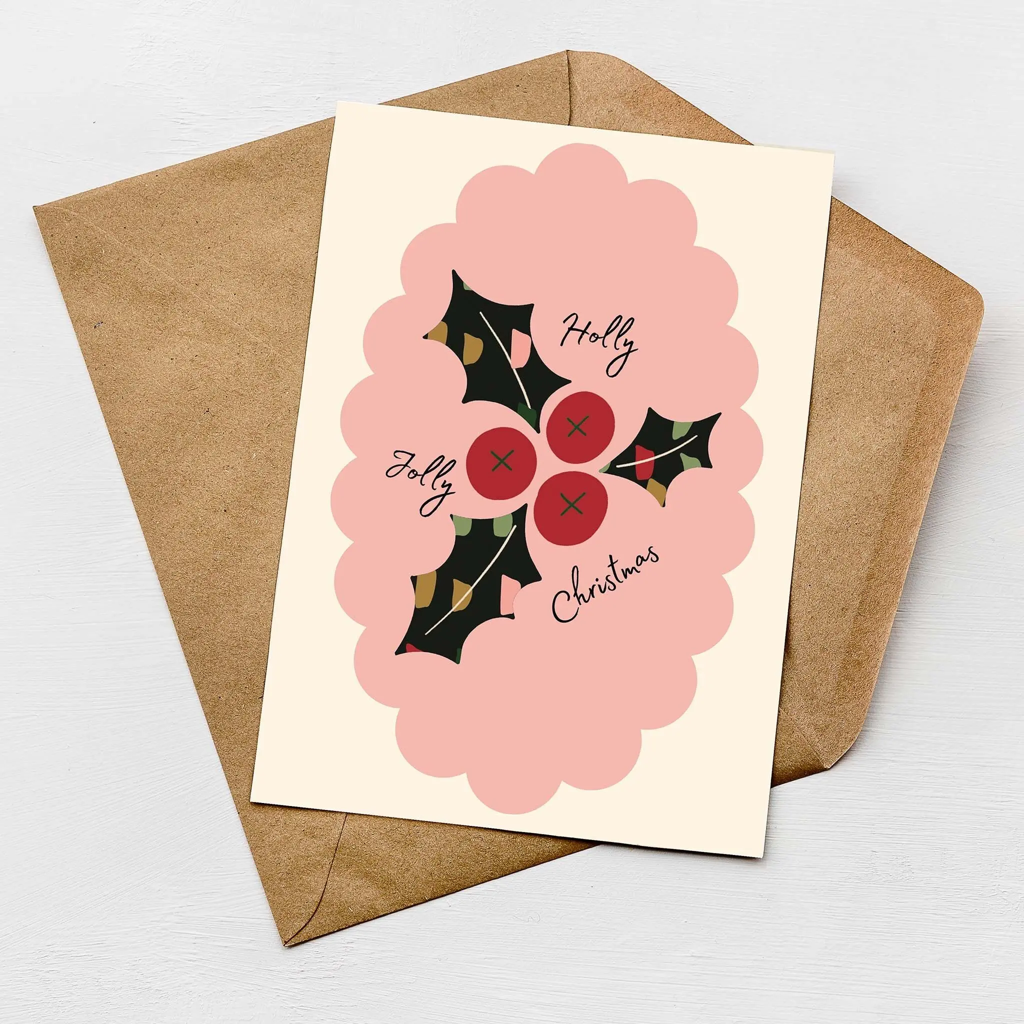 Holly Jolly Christmas Card | Modern Festive Greeting Card