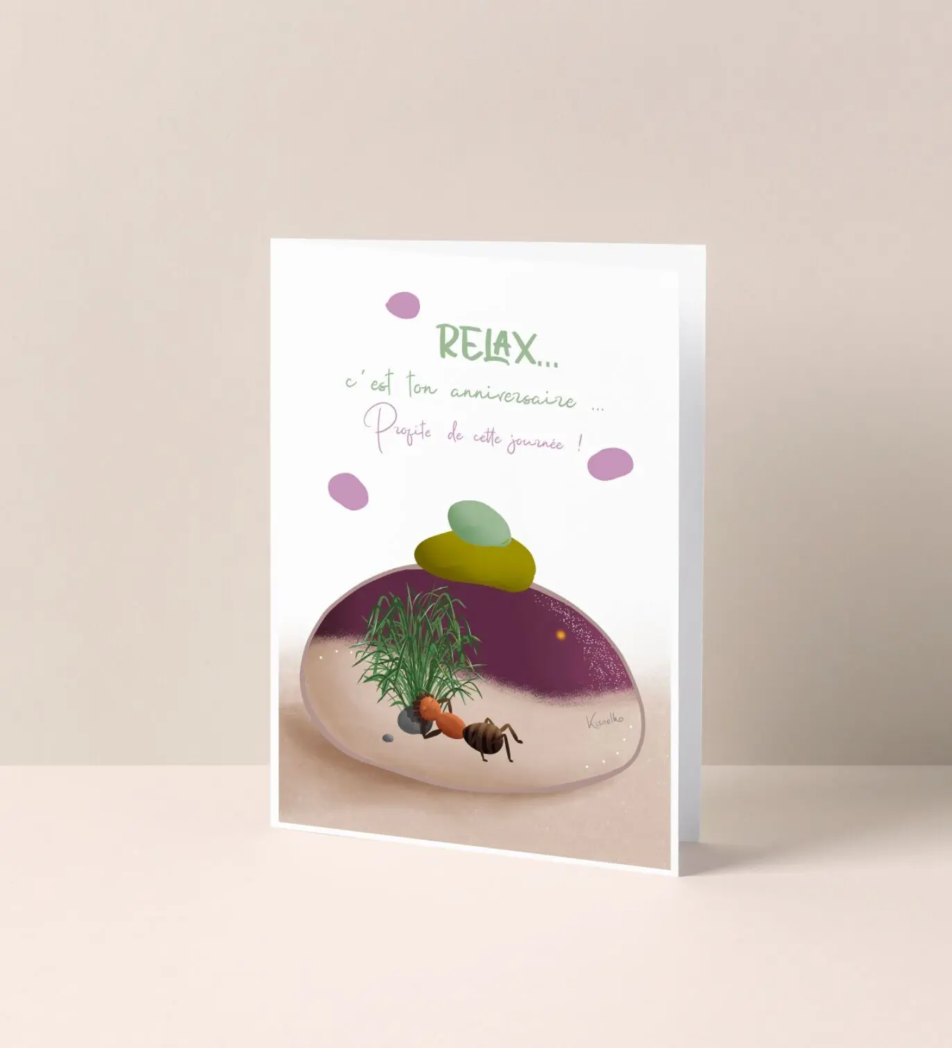 Carte d'anniversaire - Fourmi - Relax !