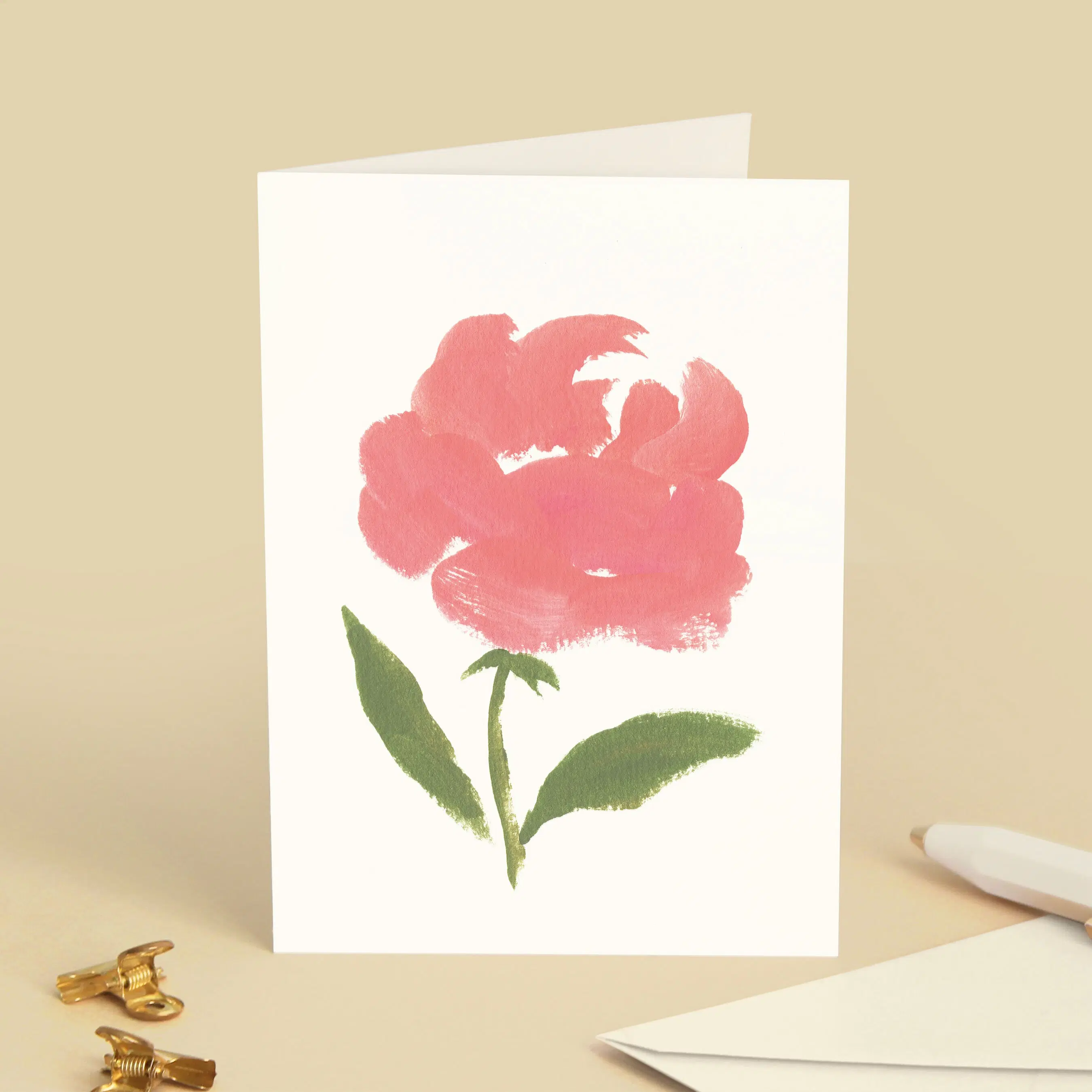 Rose Greeting Card - Flower Gouache Illustration - All Occasions, Small Attention, Small Gift
