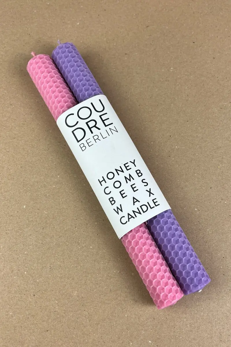 handmade colored beeswax candles / rose & lilac