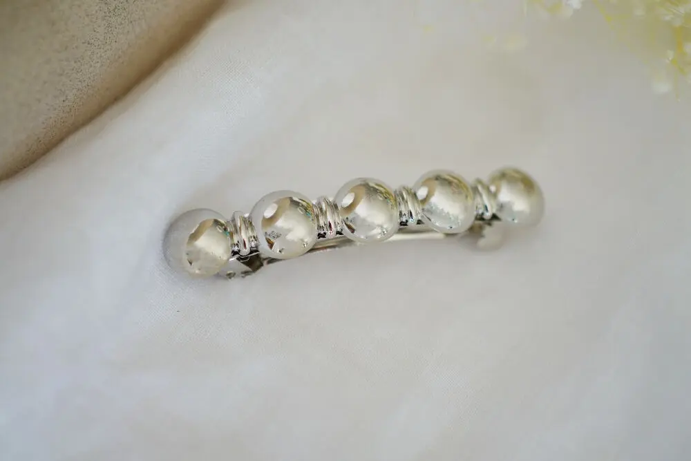Aubeline Silber Haarspange mit runden Perlen